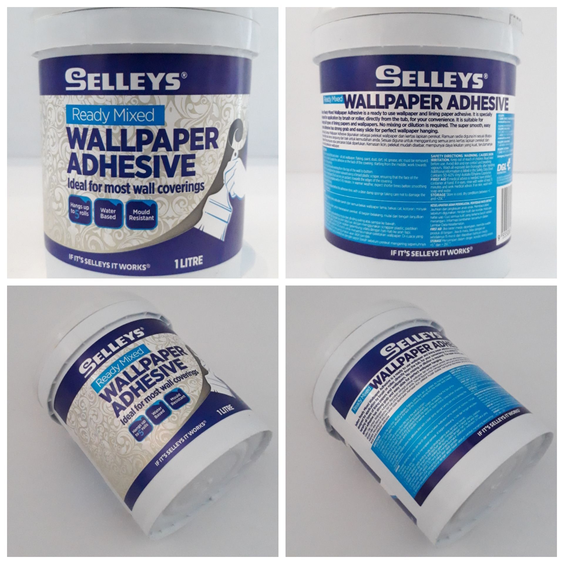 Selleys Ready Mix Wallpaper Adhesive / Glue 1 Litre