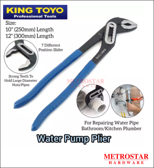 King Toyo Water Pump Jaw Plier Hand Tool For Open Toilet And Bathroom