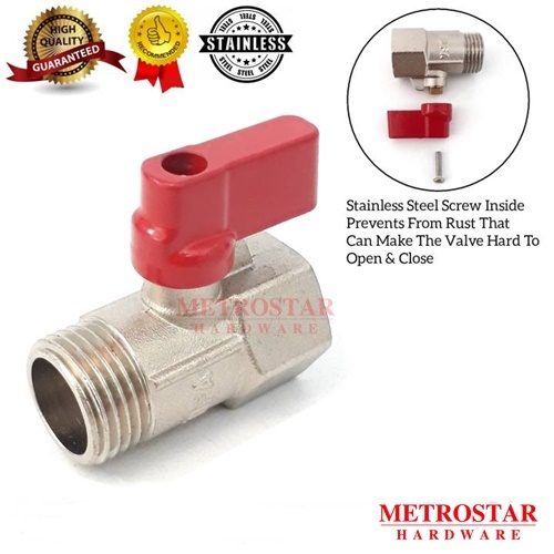 Mini Brass Chrome MF Ball Valve Stopcock With SS304 Screw For Flexible