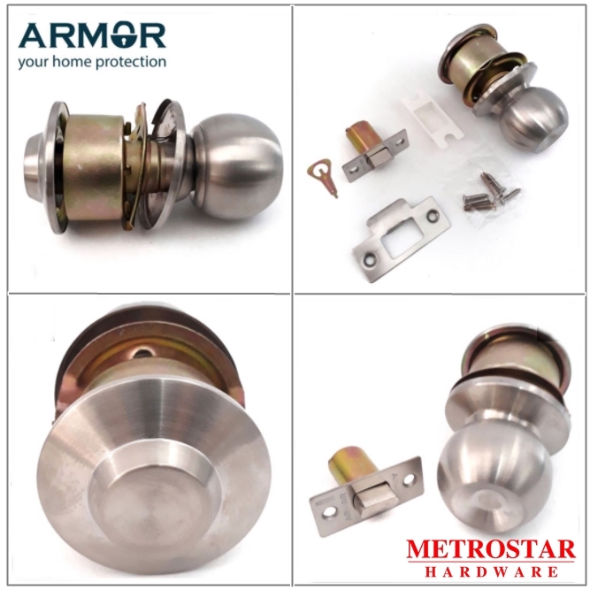 Armor One Side Door Knob With No Key Cylindrical Lock For Storage Room