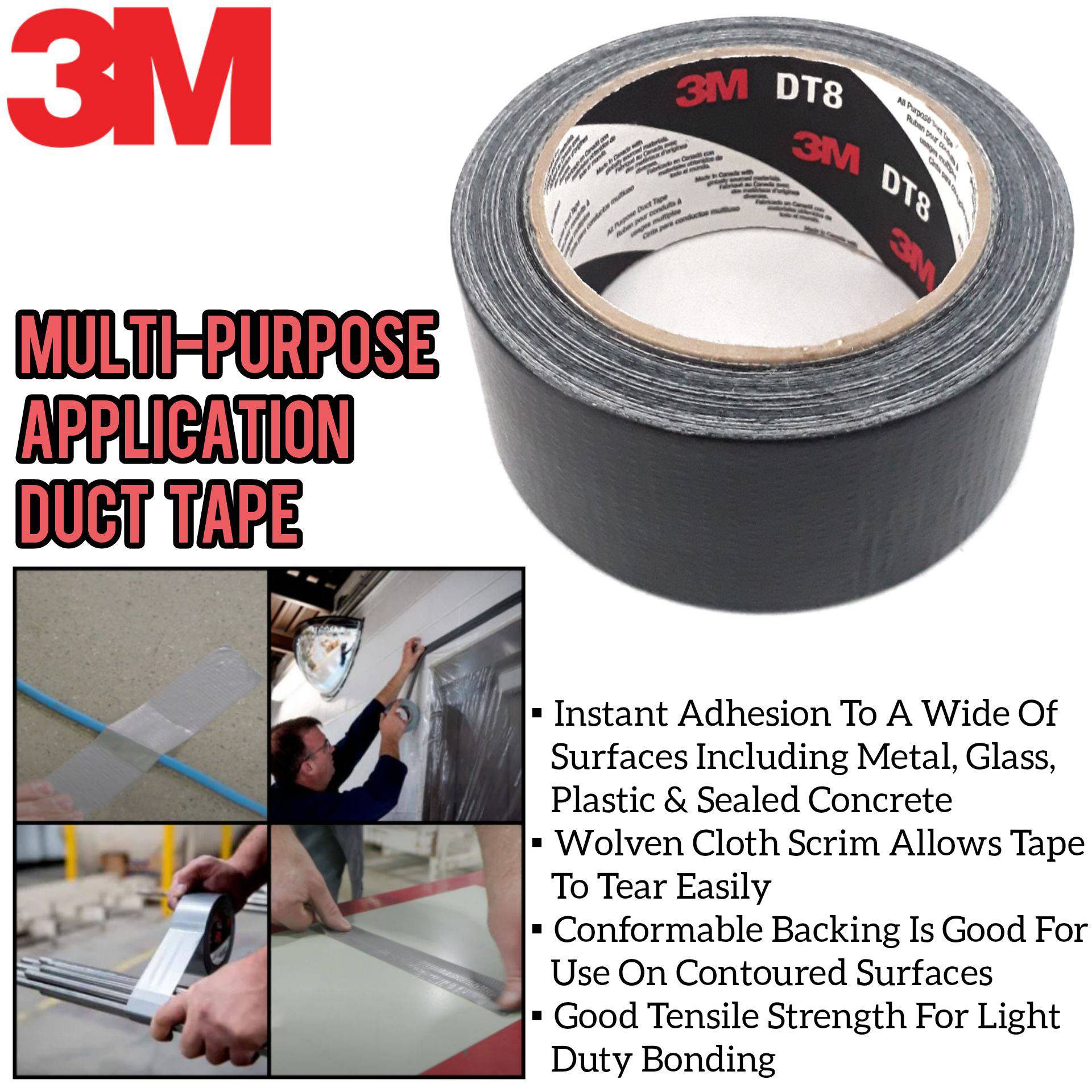 100 Original 3M ALL PURPOSE DUCT TAPE DT8 (48MM X 22.9M) Black Silver