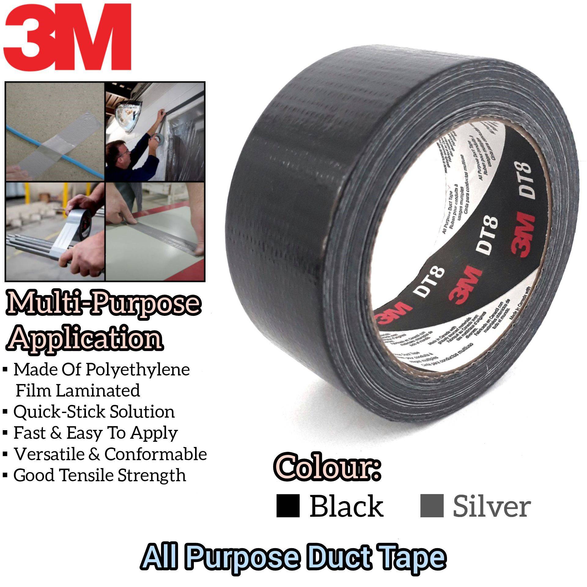 100 Original 3M ALL PURPOSE DUCT TAPE DT8 (48MM X 22.9M) Black Silver