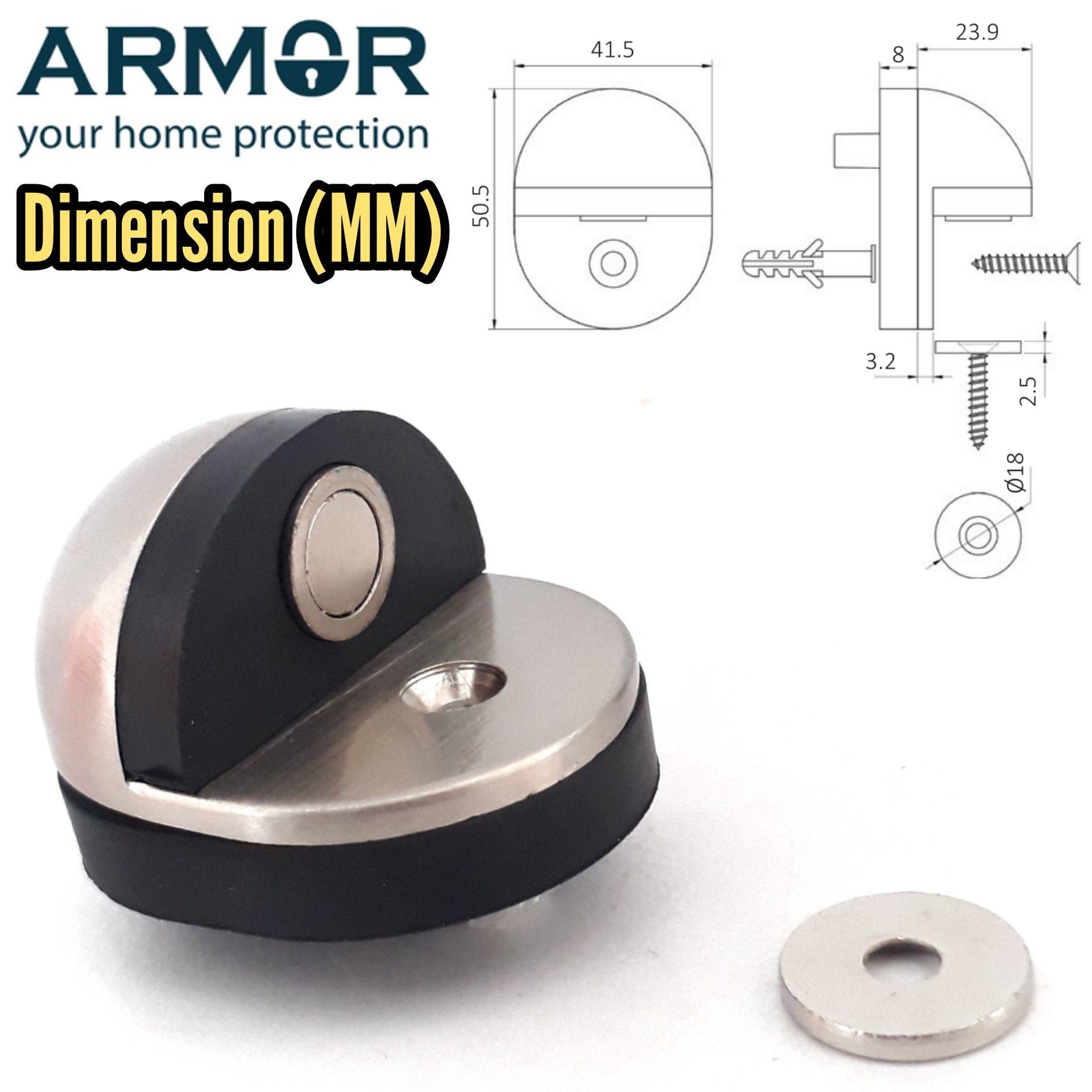 ARMOR Dome Door Stopper Door Holder For Wooden Room Door Entrance