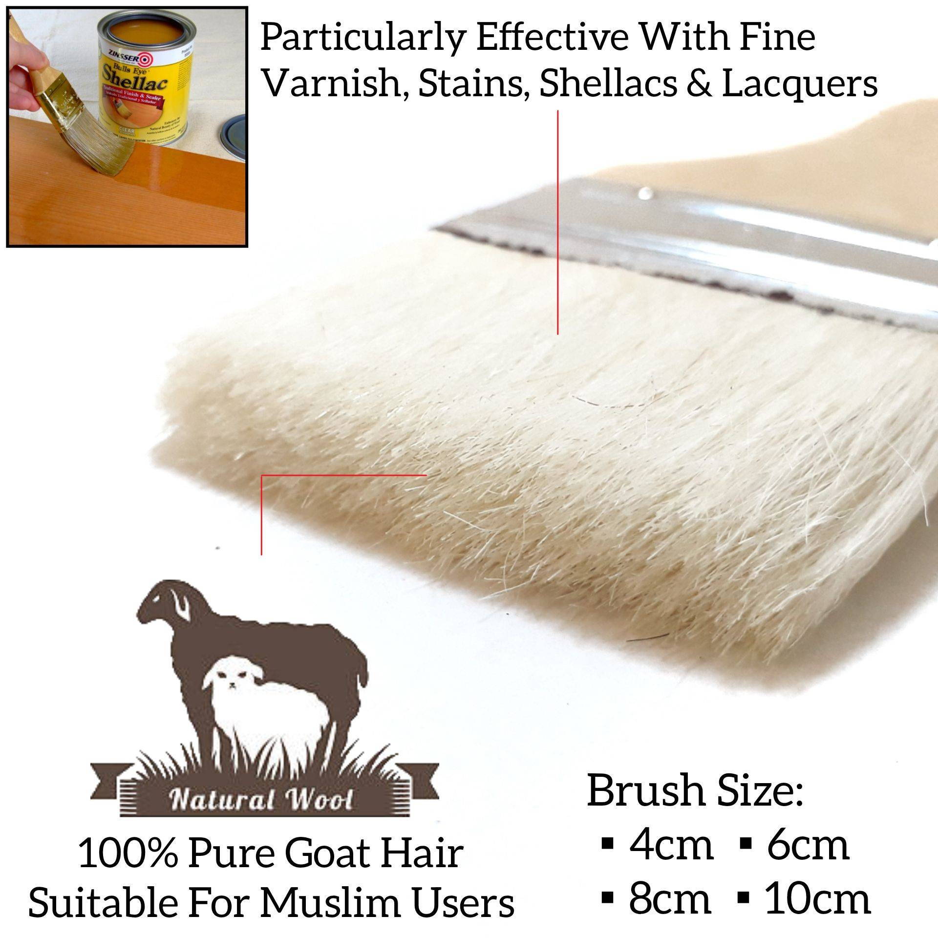 VARNISH BRUSH SHELLAC PAINT BRUSH FOR WOOD FURNITURE SHELLAC