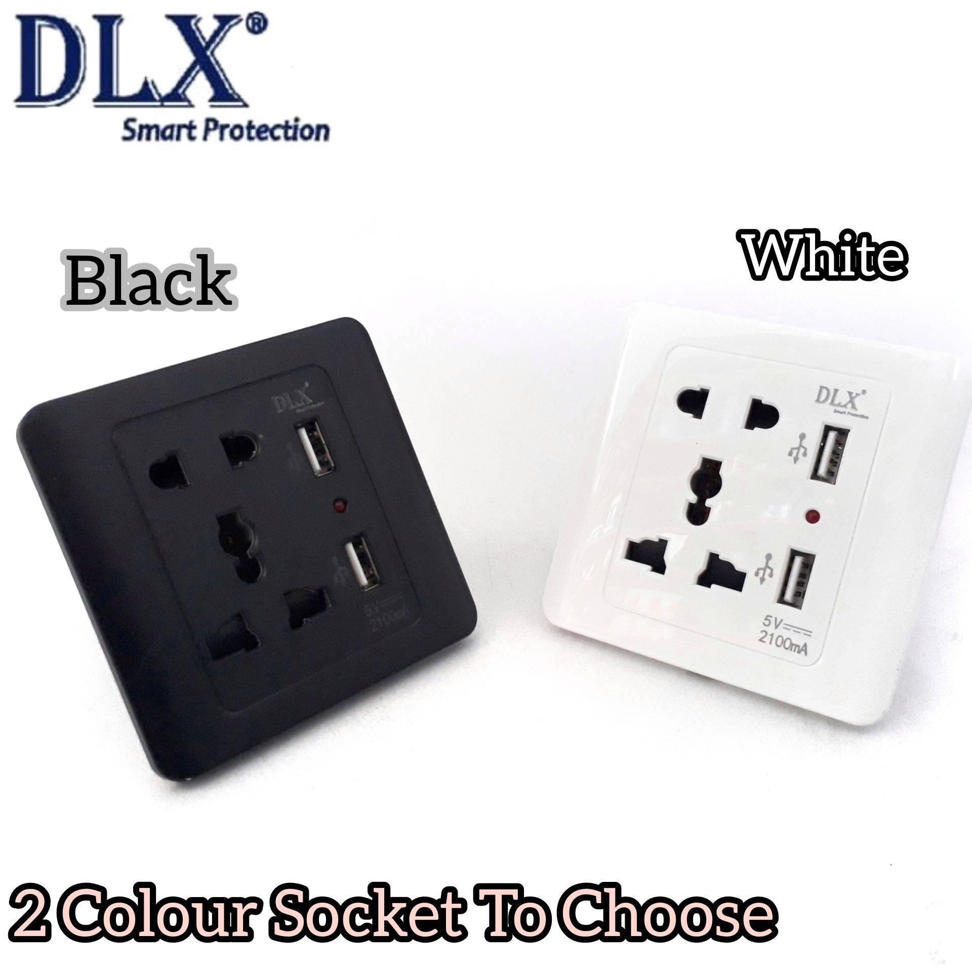 DLX UNIVERSAL INTERNATIONAL WALL SWITCH SOCKET WITH 2 USB PORT 2100MA