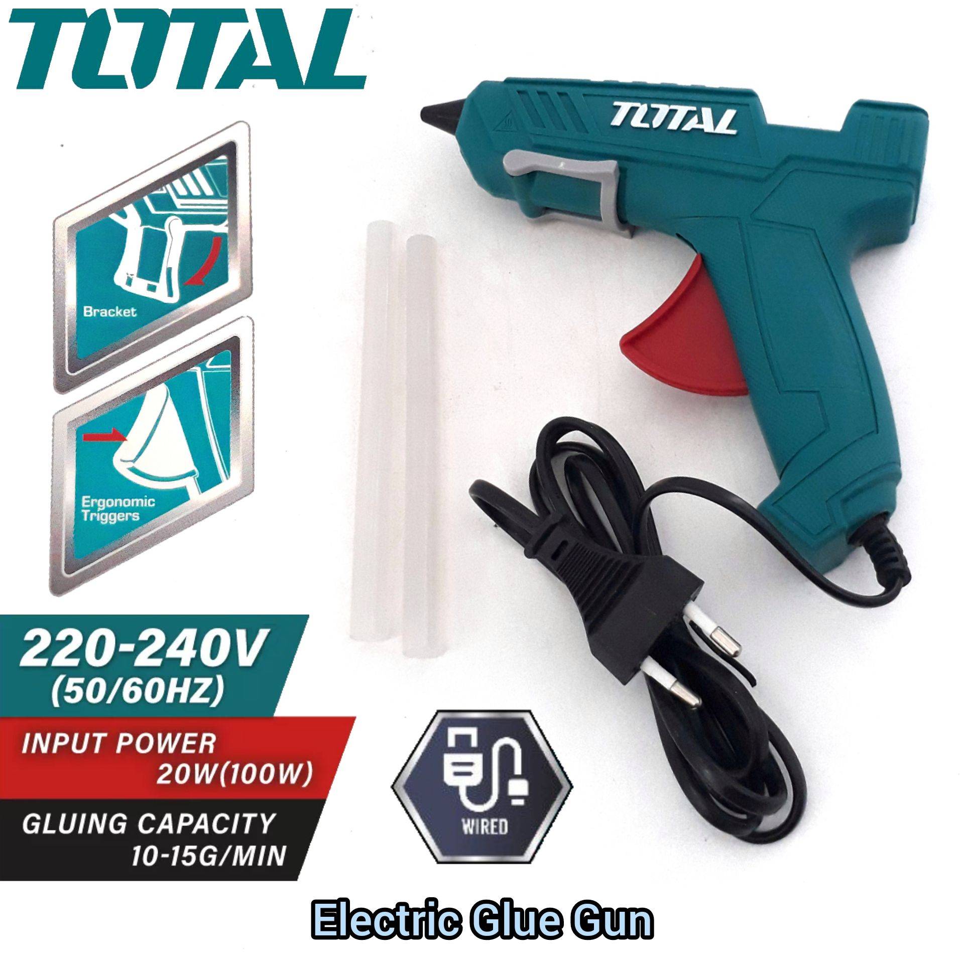 TOTAL 100W HEAVY DUTY ELECTRIC HOT GLUE GUN FOR DECORATION FLOWER AND