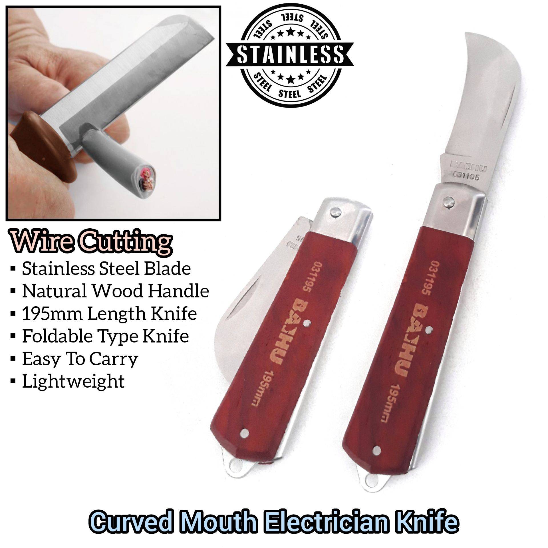 MULTIPURPOSE CURVED MOUTH ELECTRICIAN PORTABLE KNIFE TOOL FOR CUTTING