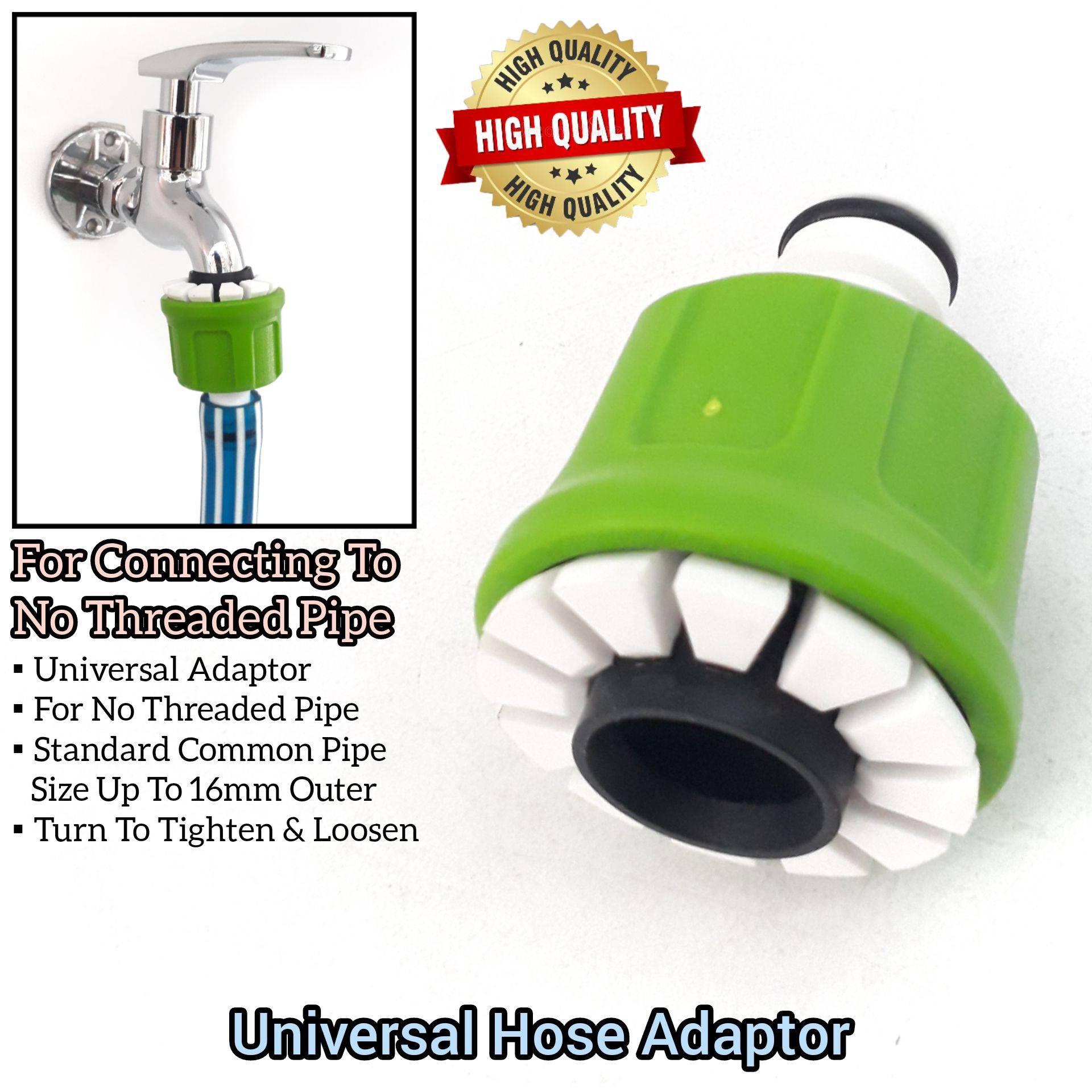 DURABLE UNIVERSAL HOSE ADAPTOR FOR NO THREAD PIPE GARDEN TAP