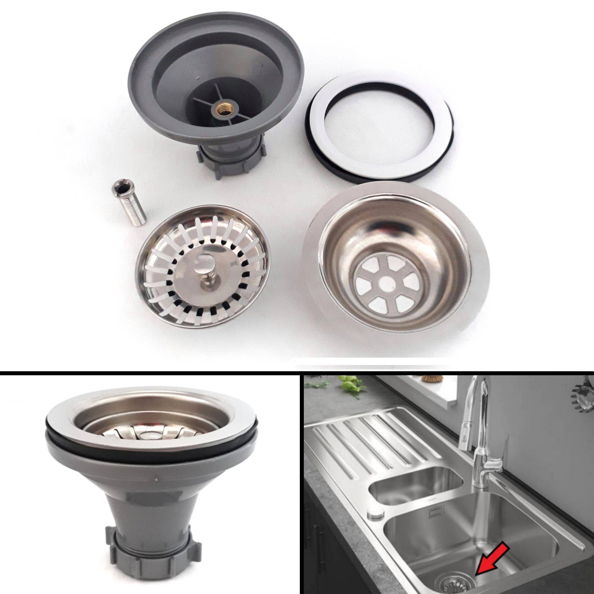21/2" SOLID (300G) AND HEAVY DUTY STAINLESS STEEL KITCHEN SINK WASTE DRAIN FOR KITCHEN SINK