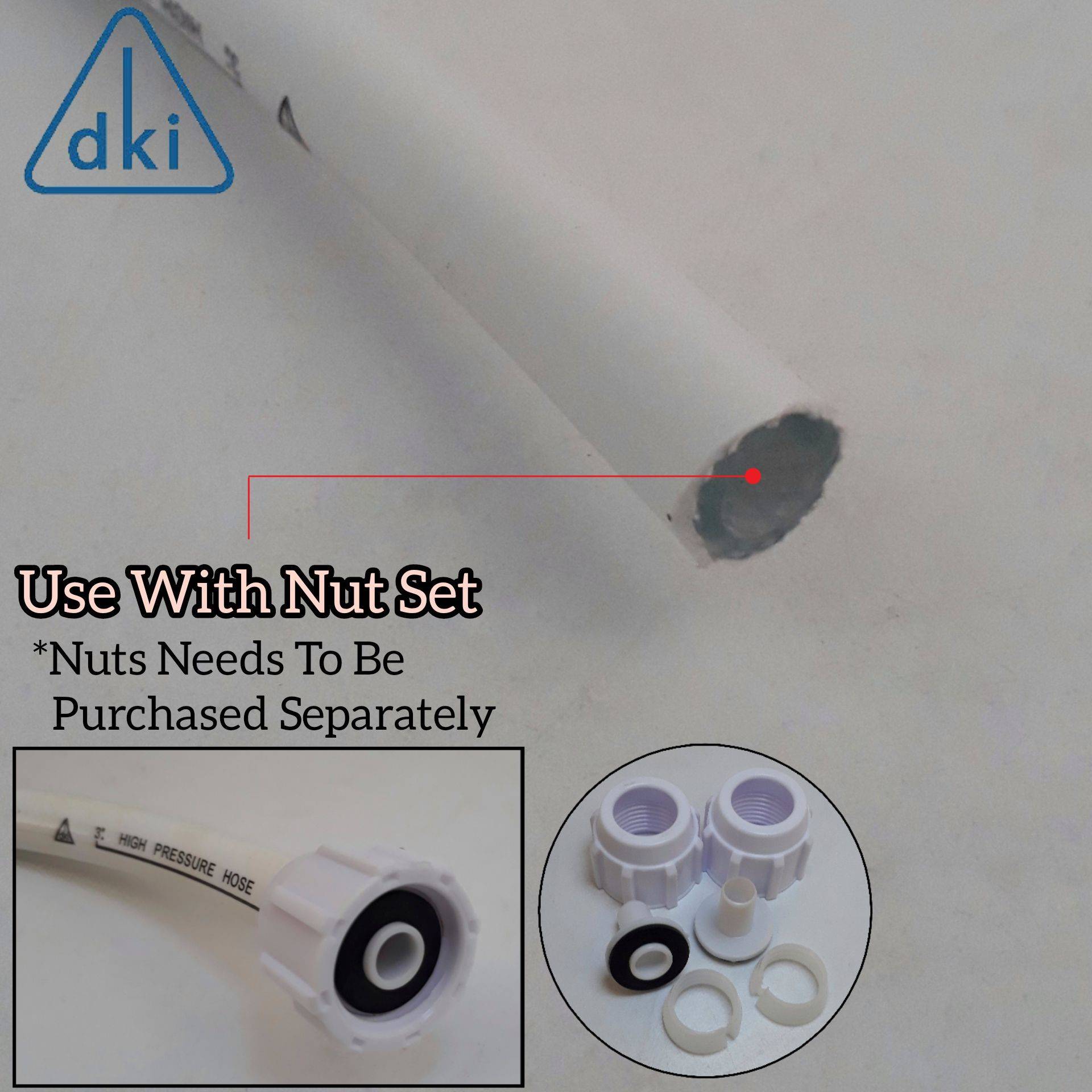 DKI SUPER HEAVY DUTY 1 FEET HIGH PRESSURE WHITE RUBBER FLEXIBLE HOSE