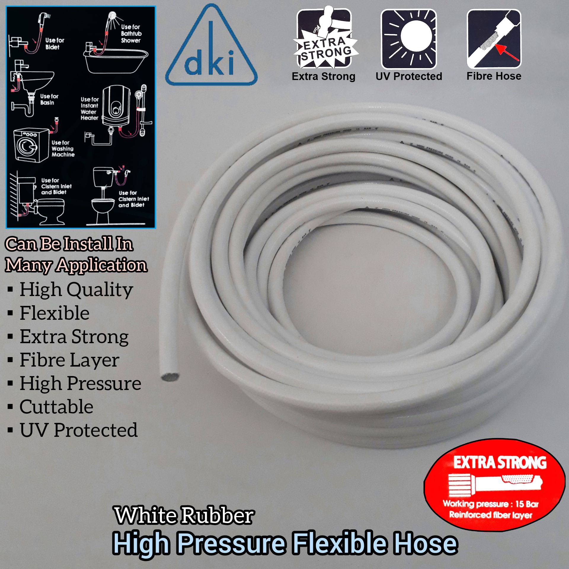 DKI SUPER HEAVY DUTY 1 FEET HIGH PRESSURE WHITE RUBBER FLEXIBLE HOSE
