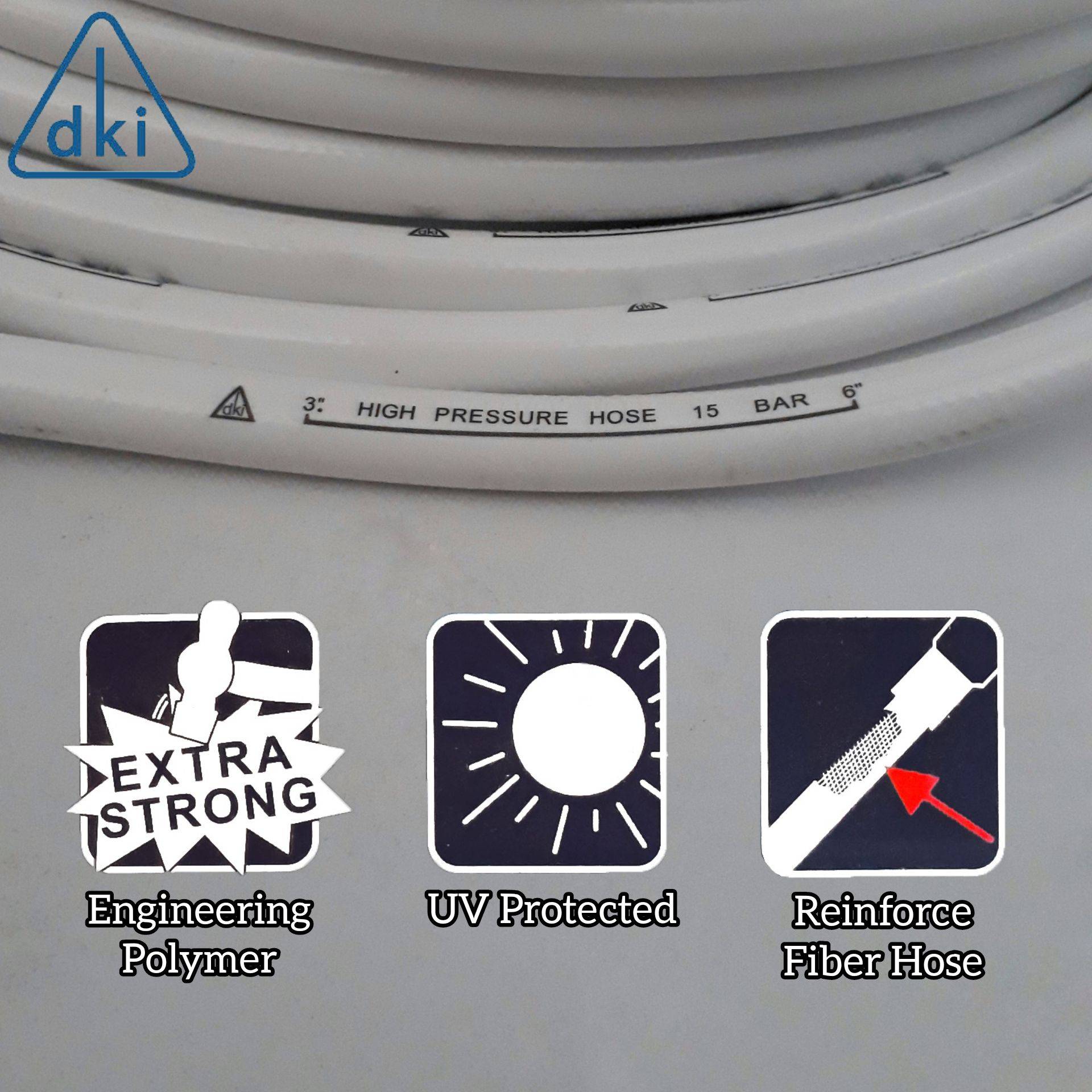 DKI SUPER HEAVY DUTY 1 FEET HIGH PRESSURE WHITE RUBBER FLEXIBLE HOSE