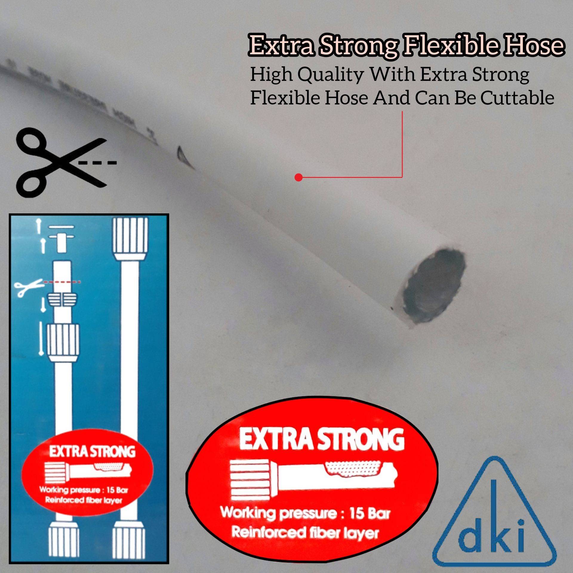 DKI SUPER HEAVY DUTY 1 FEET HIGH PRESSURE WHITE RUBBER FLEXIBLE HOSE