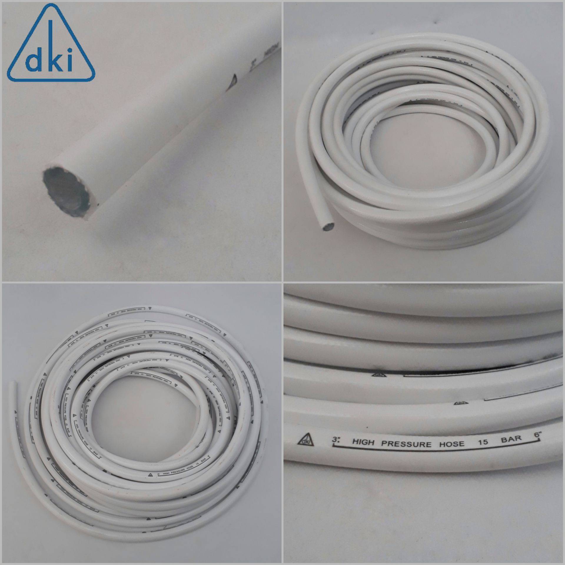 DKI SUPER HEAVY DUTY 1 FEET HIGH PRESSURE WHITE RUBBER FLEXIBLE HOSE