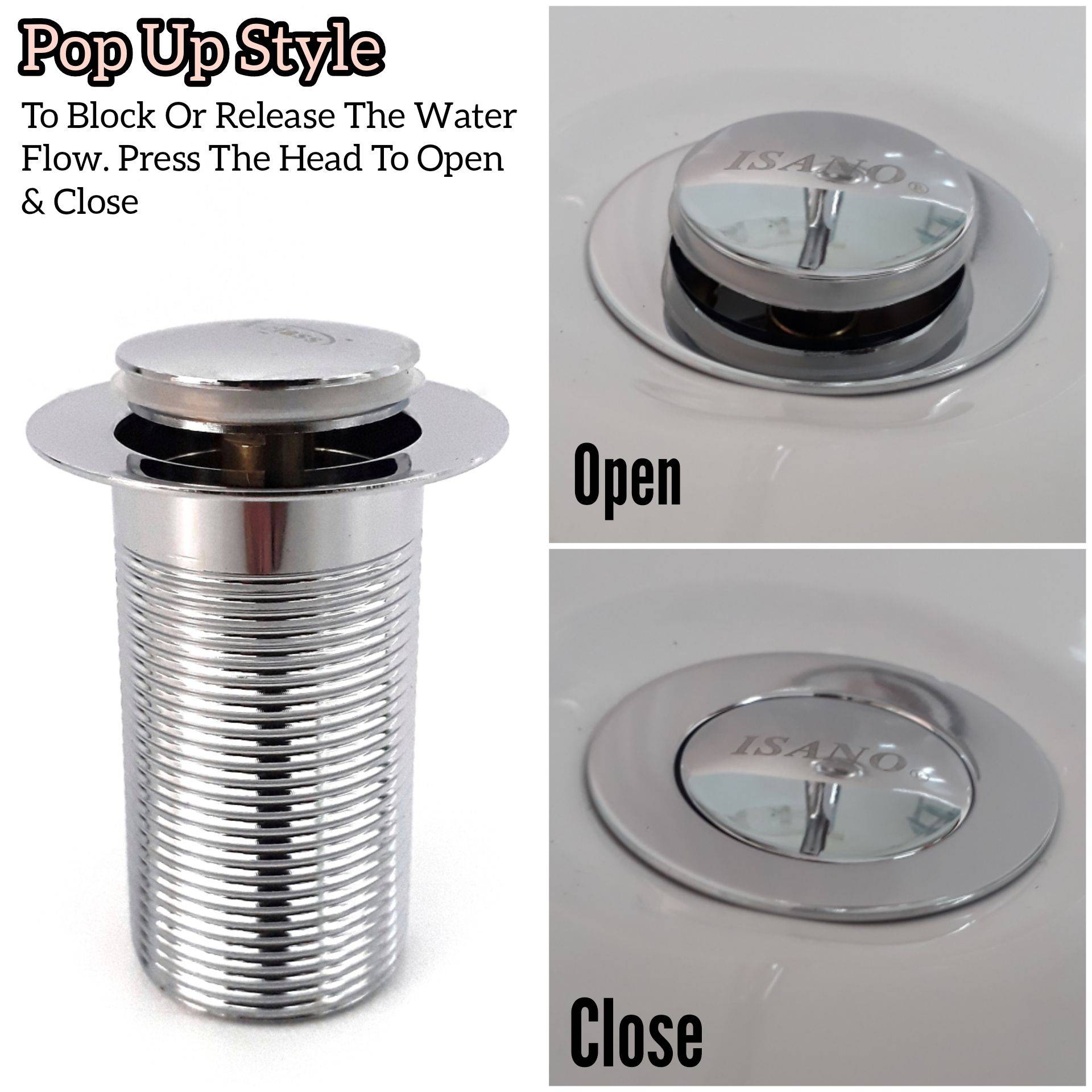 SOLID 11/4 INCH BRASS POP UP BASIN WASTE FOR BASIN SINKS IN TOILET