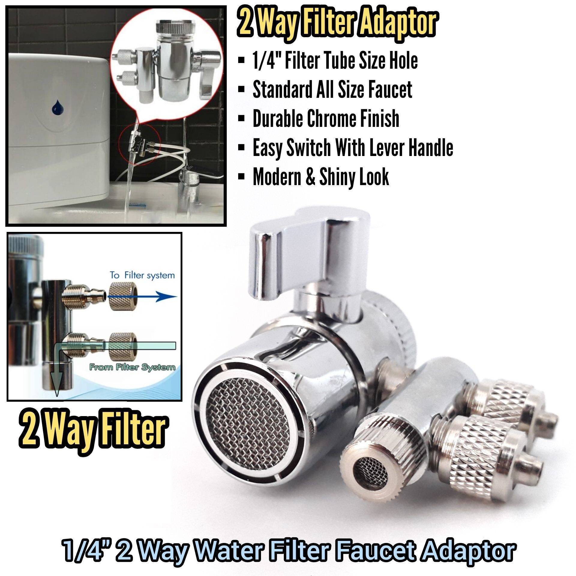 1/4" WATER FILTER 2 WAY KITCHEN SINK FAUCET ADAPTER DIVERTER VALVE
