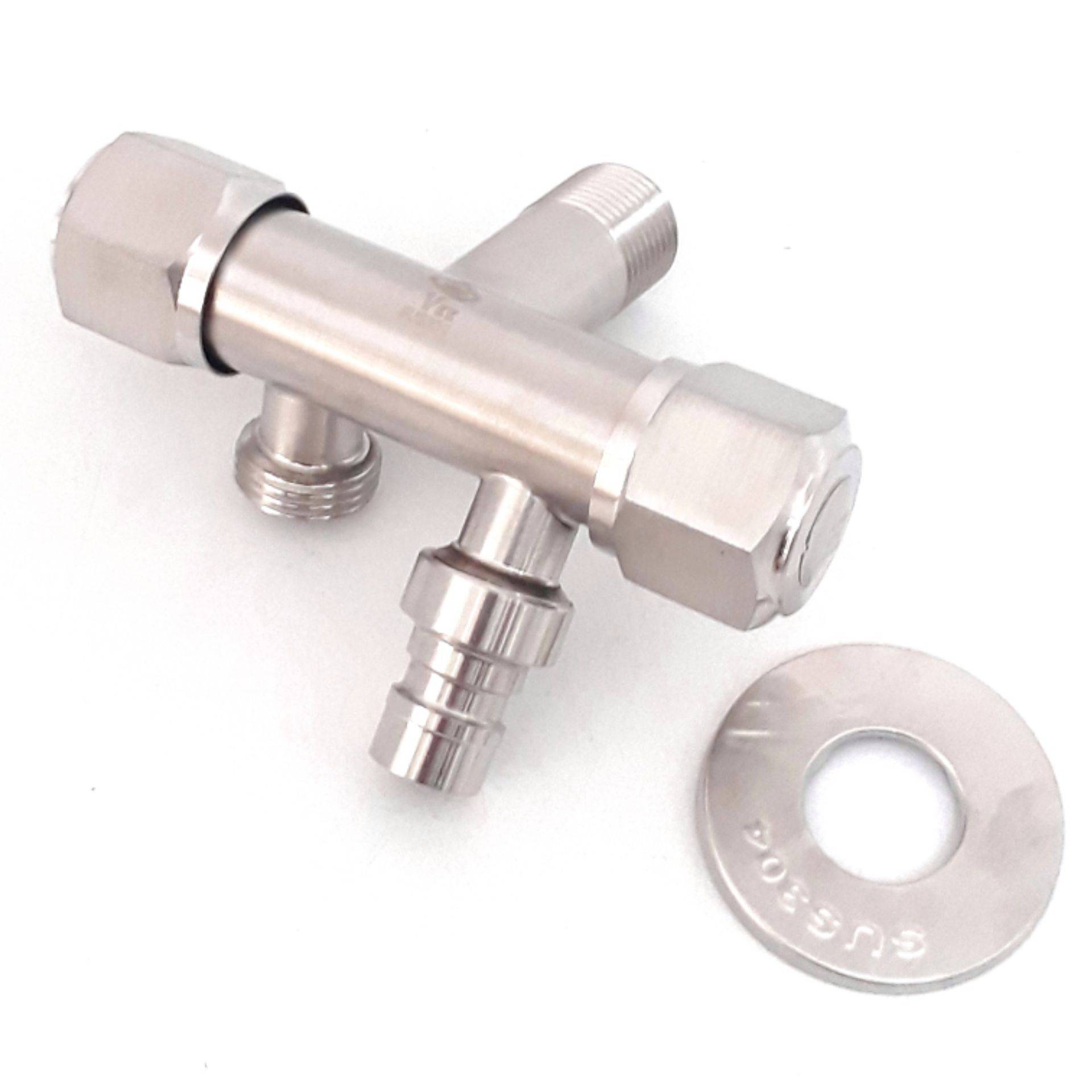2 WAY STAINLESS STEEL ANGLE VALVE FOR BIDET SPRAY, TAP AND FLEXIBLE HOSE