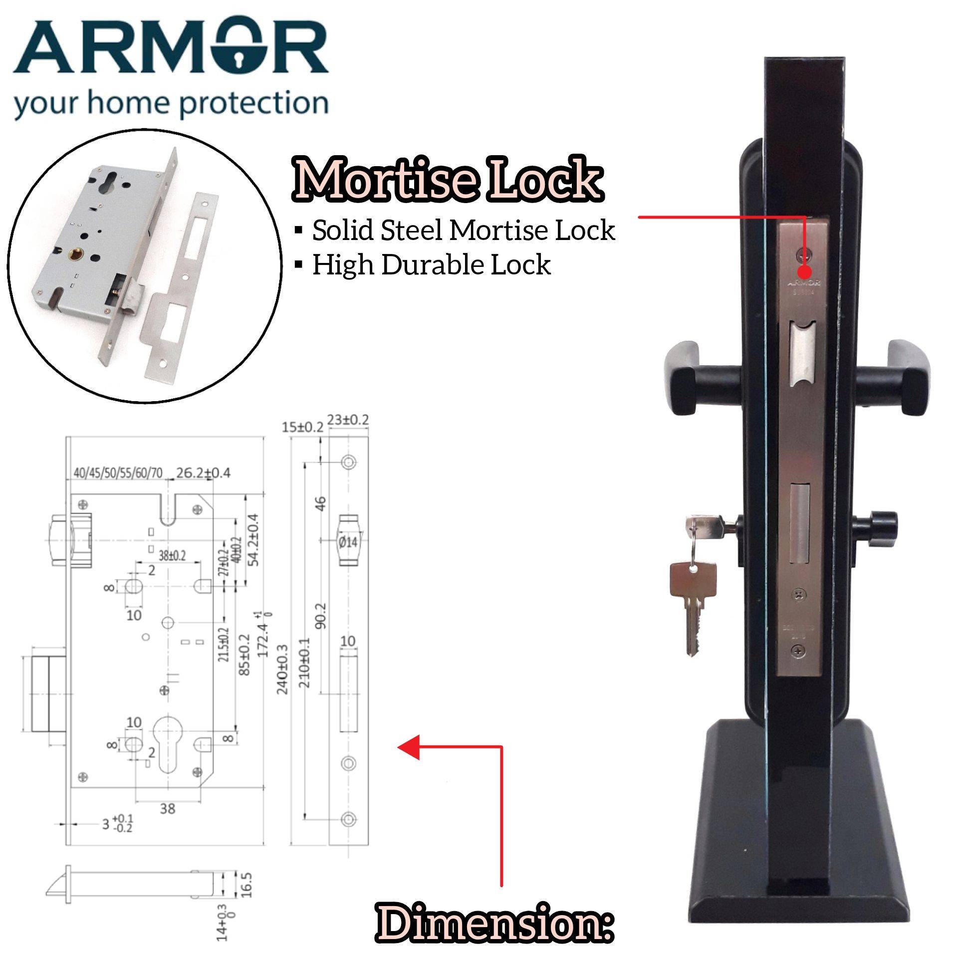 ARMOR HEAVY DUTY ELEGANCE STAINLESS STEEL MATT BLACK CONCEALED LEVER