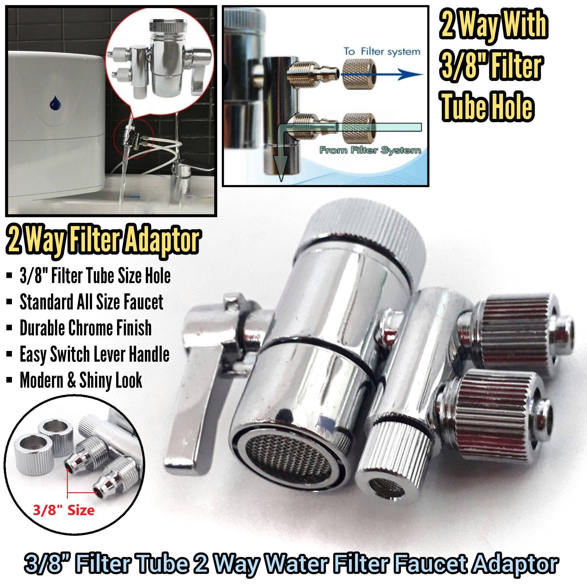 3/8INCH 2 WAY KITCHEN FAUCET WATER FILTER ADAPTER