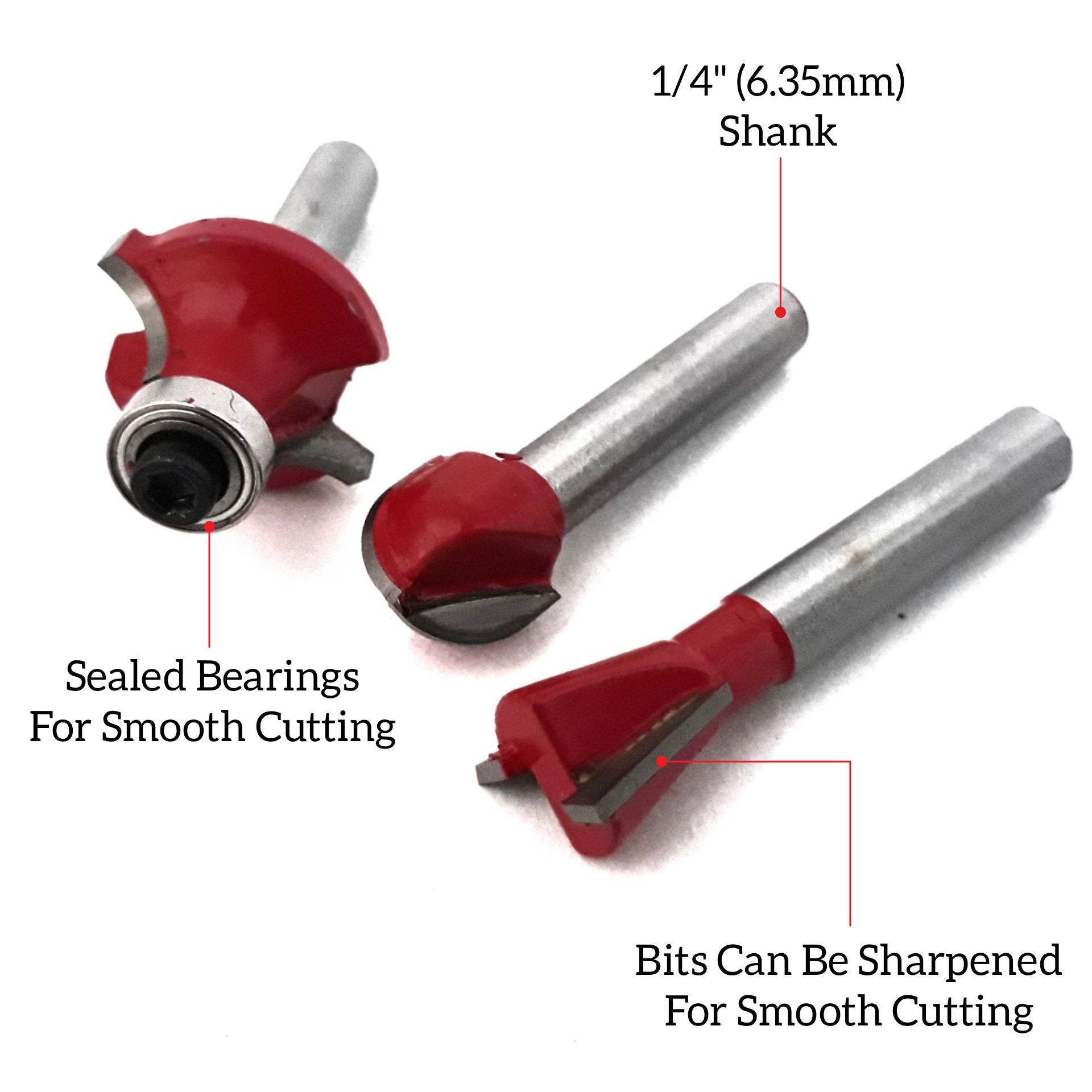 PROFESSIONAL WOOD CUTTING 12PCS ROUTER BIT SET 1/4INCH SHANK FOR