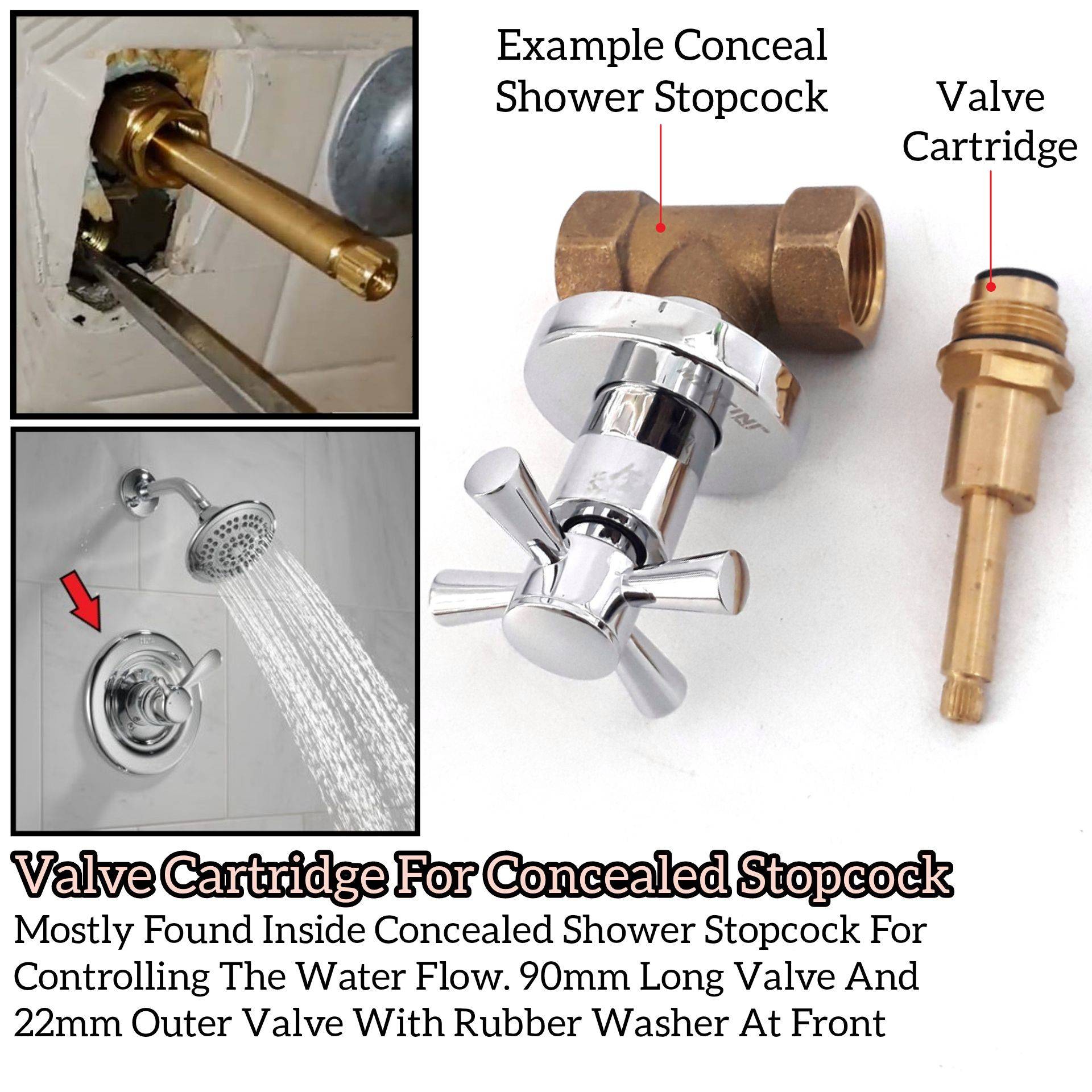 SOLID DURABLE LONG CONCEALED SHOWER VALVE CARTRIDGE RUBBER WASHER FOR