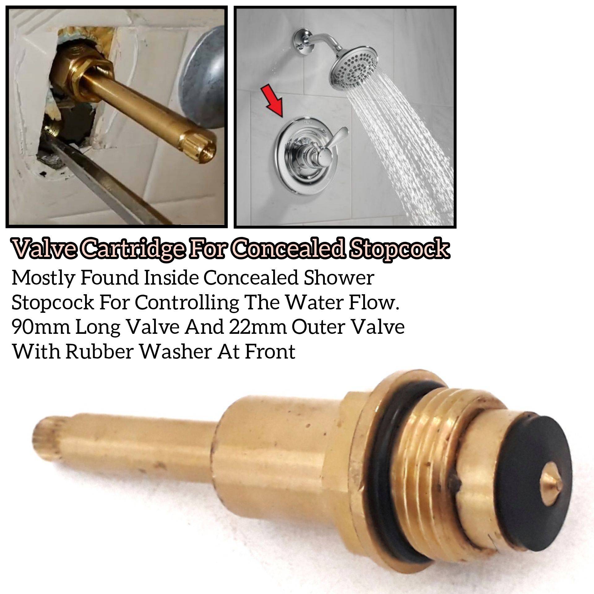 SOLID DURABLE LONG CONCEALED SHOWER VALVE CARTRIDGE RUBBER WASHER FOR BATHROOM AND TOILET SHOWER