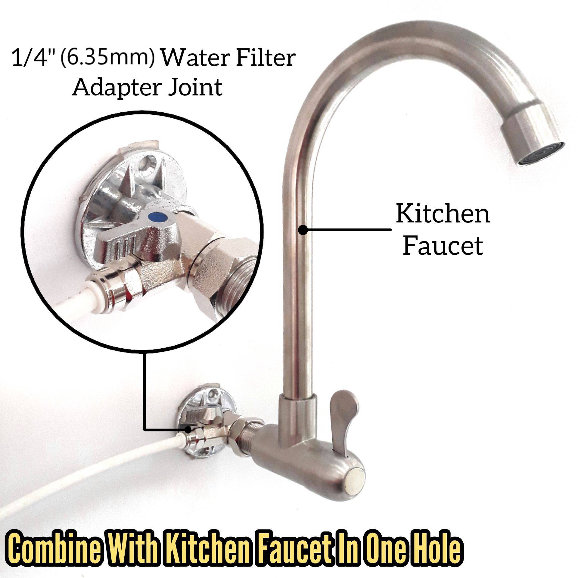 FULL STAINLESS STEEL SS304 WATER FILTER ADAPTER WITH WATER FILTER 1/4