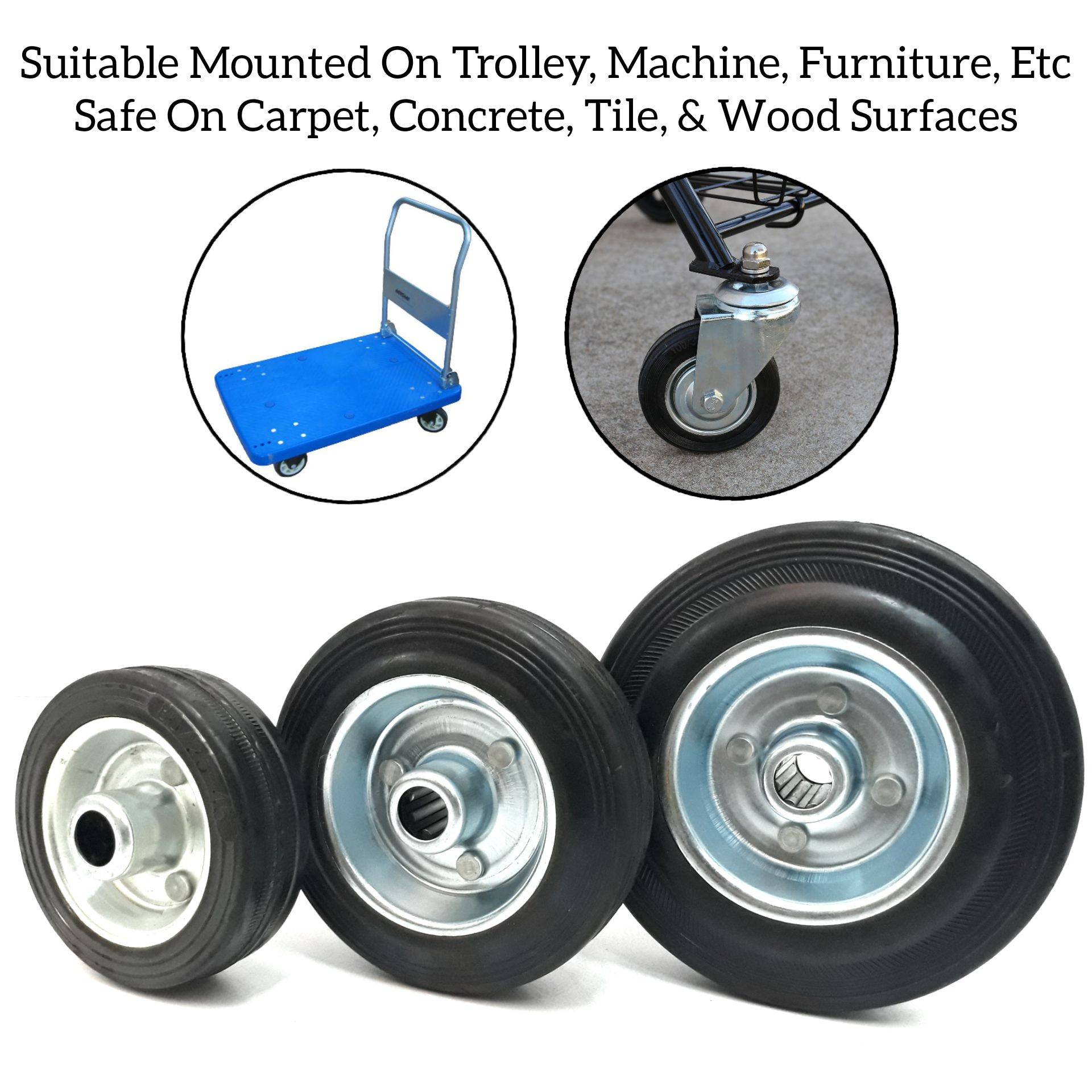 3INCH 4INCH 5INCH SWIVEL BLACK RUBBER WHEEL CASTER FOR TROLLEY WHEEL OR