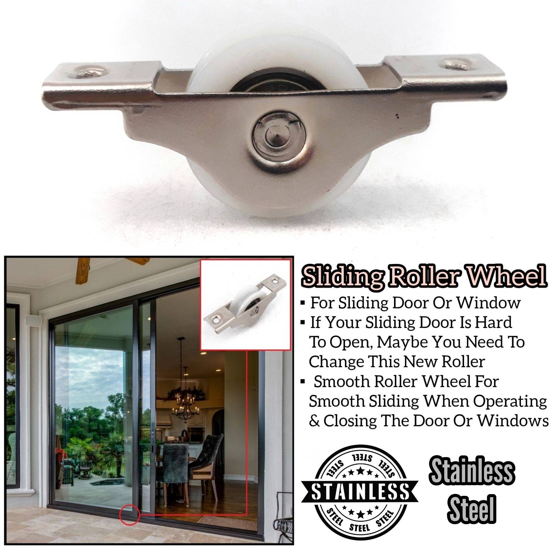 HEAVY DUTY SOLID STAINLESS STEEL SLIDING DOOR ROLLER WHEEL FOR WINDOW