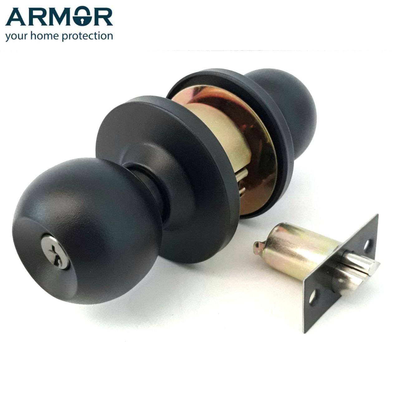 ARMOR HEAVY DUTY STAINLESS STEEL MATT BLACK CYLINDRICAL LOCK DOOR LOCK HANDLE