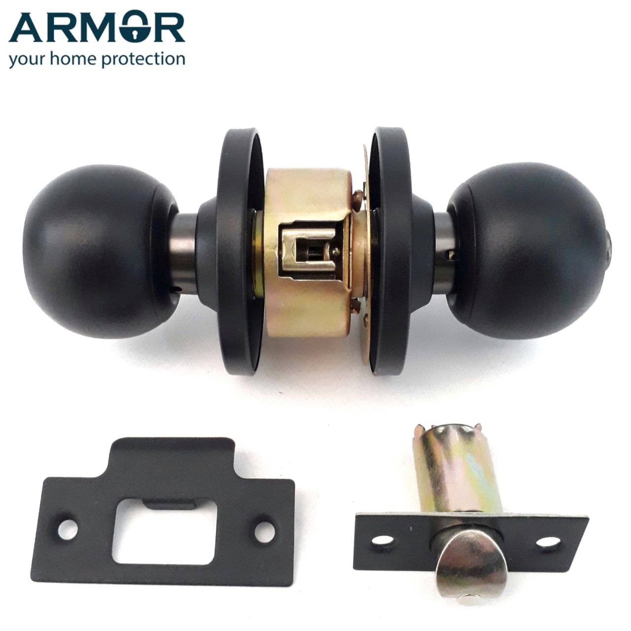 ARMOR HEAVY DUTY STAINLESS STEEL MATT BLACK CYLINDRICAL LOCK DOOR LOCK HANDLE