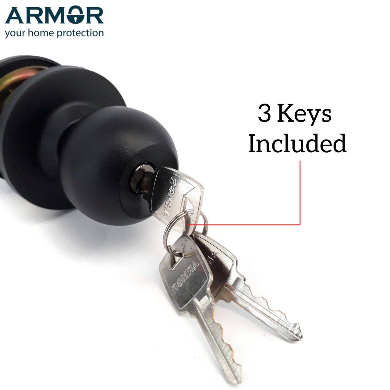 ARMOR HEAVY DUTY STAINLESS STEEL MATT BLACK CYLINDRICAL LOCK DOOR LOCK HANDLE