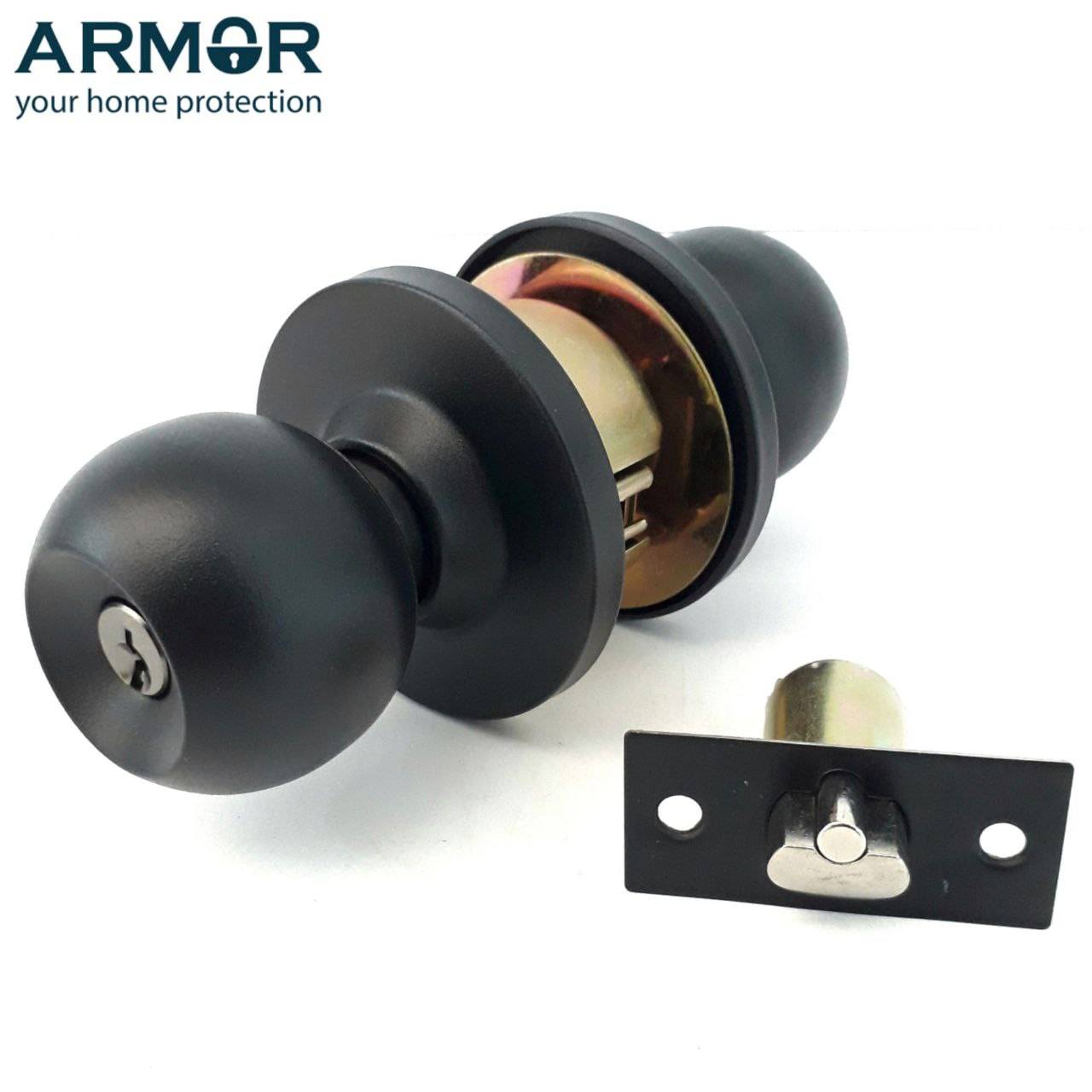 ARMOR HEAVY DUTY STAINLESS STEEL MATT BLACK CYLINDRICAL LOCK DOOR LOCK HANDLE