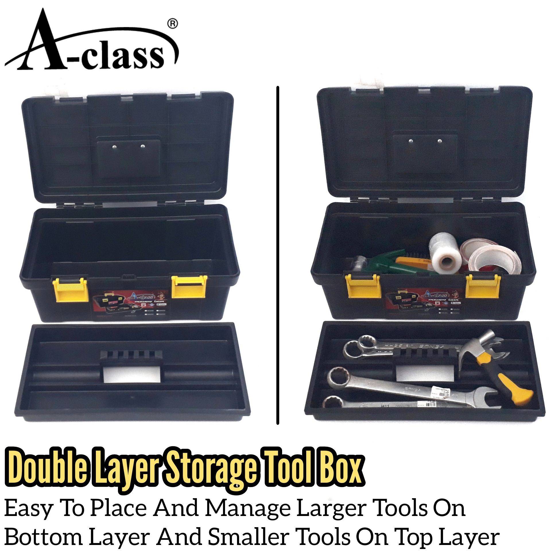 ACLASS DURABLE PLASTIC POLYPROPYLENE LARGE TOOL STORAGE BOX FOR