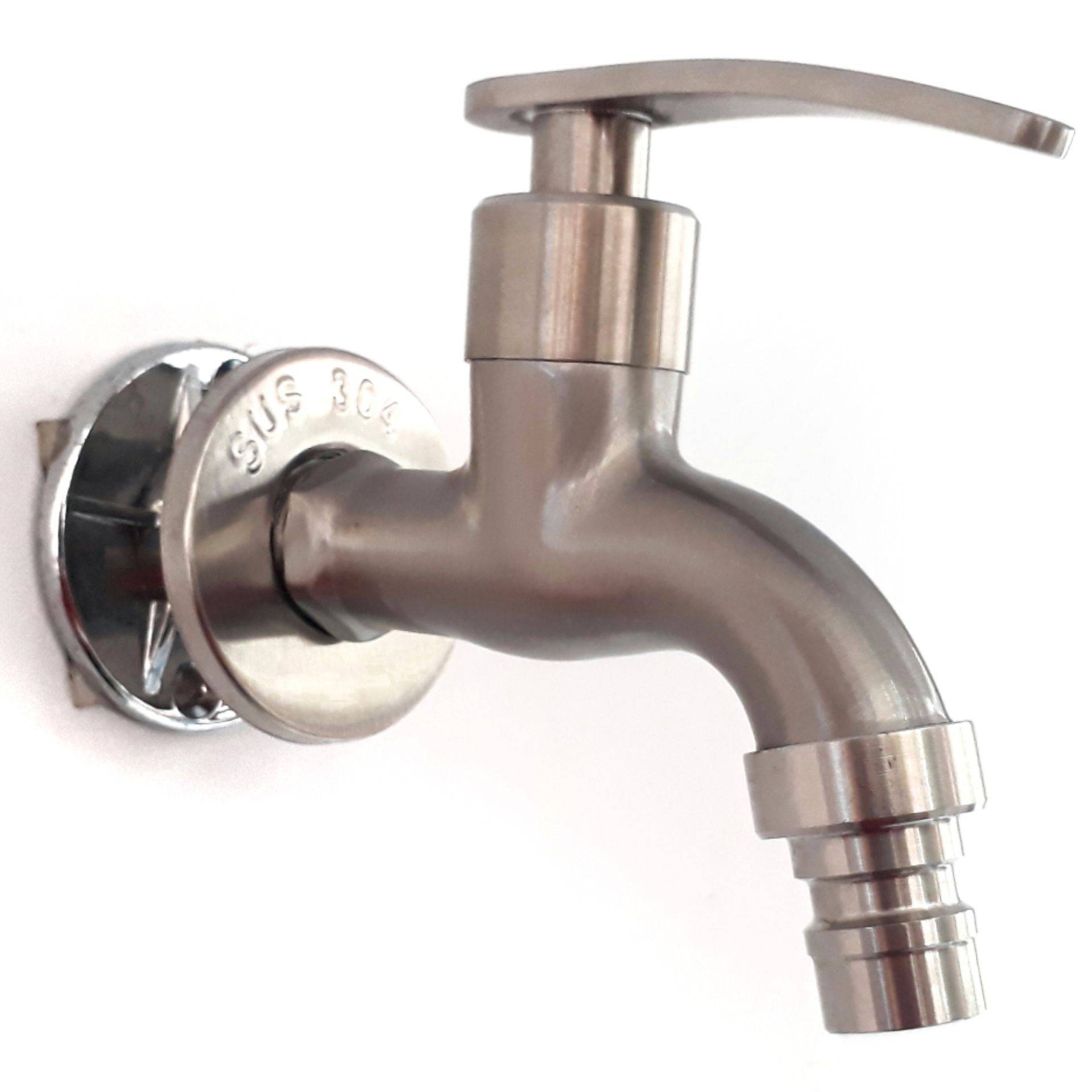 1/2" STAINLESS STEEL BIB TAP WITH HOSE ADAPTER FOR OUTDOOR GARDEN HOSE