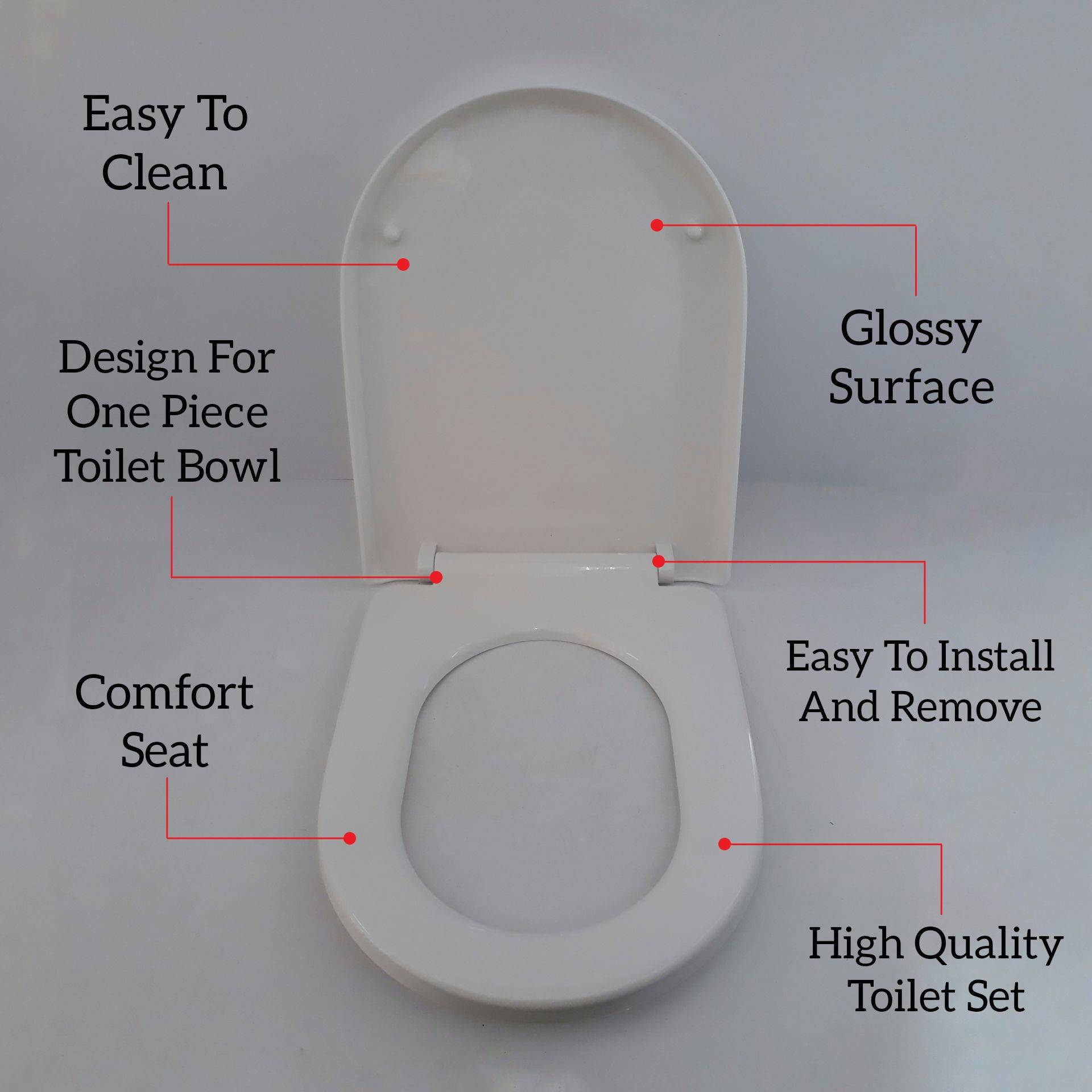 HEAVY DUTY SOFT CLOSE D SHAPE TOILET SEAT COVER 2098 FOR ONE PIECE