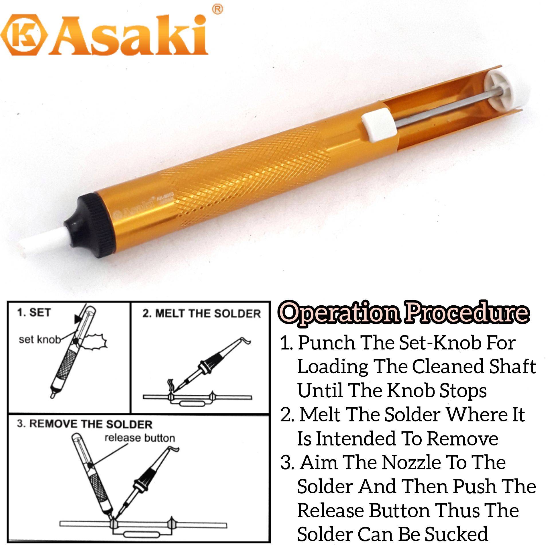 ASAKI DESOLDERING PUMP SUCKER FOR SOLDERING SOLDER IRON WICK SOLDER