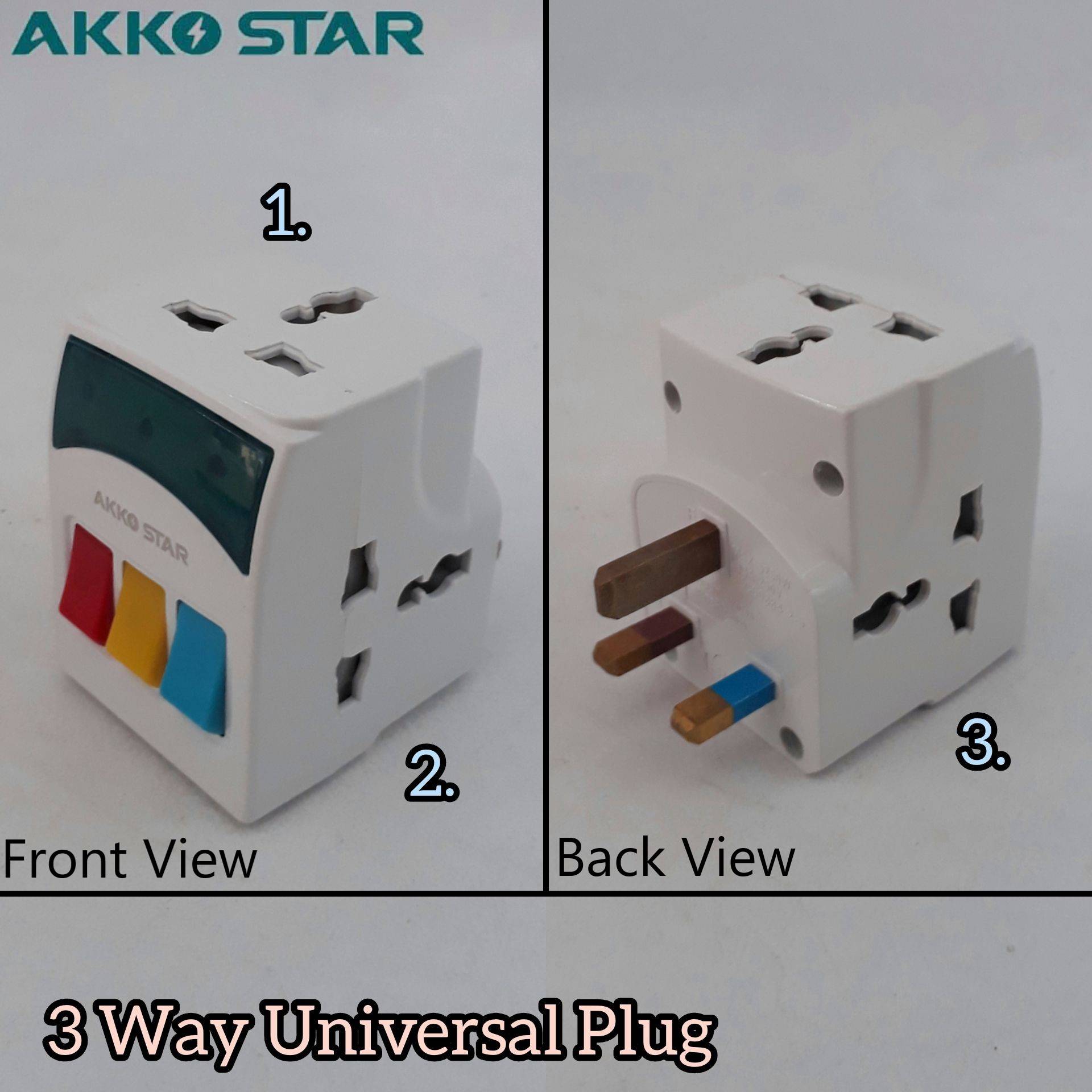 3 WAY HEAVY DUTY INTERNATIONAL UNIVERSAL MULTI ADAPTOR TRAVEL PLUG