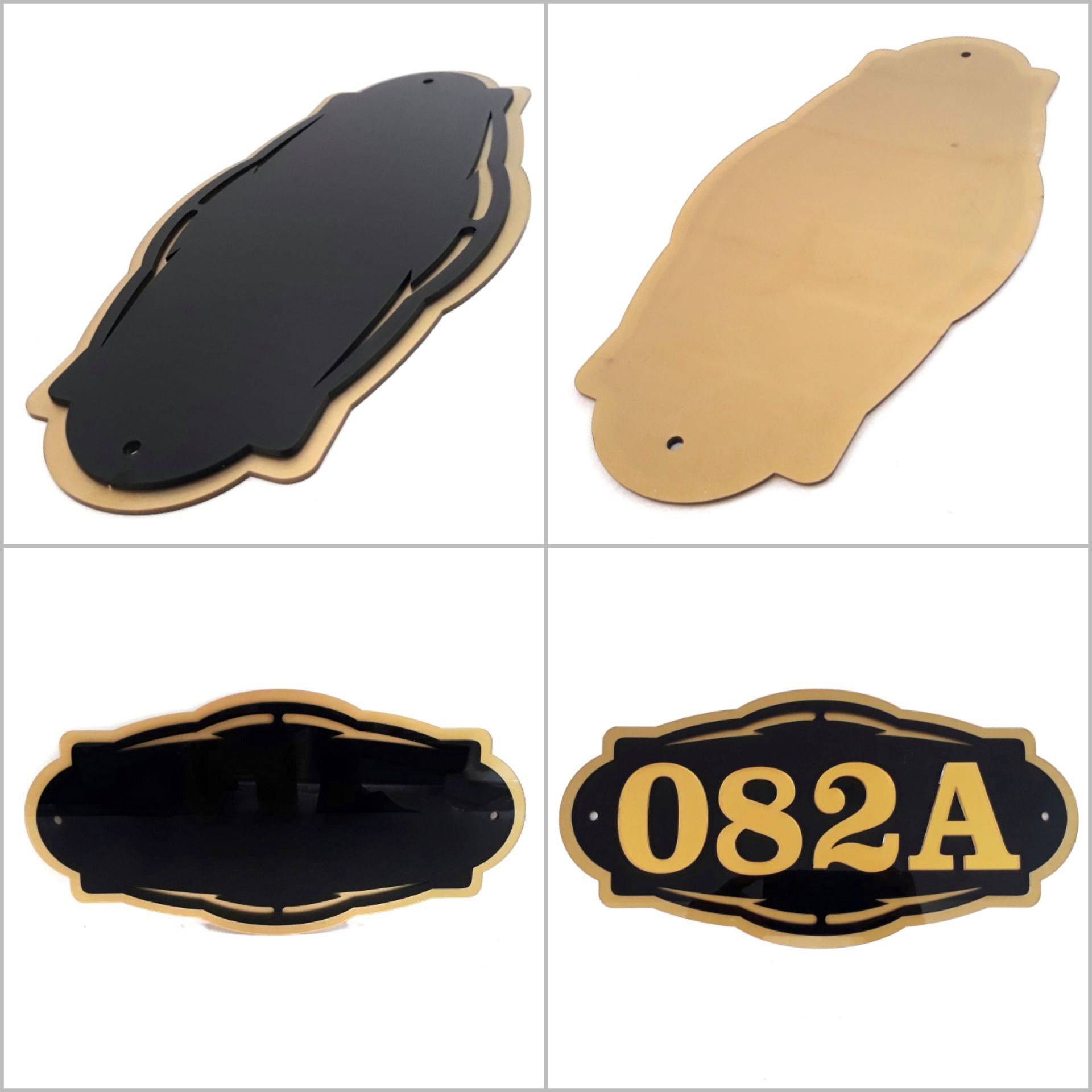 ELEGANT BLACKGOLD ACRYLIC HOUSE NUMBER PLATE FOR HOME DECORATION