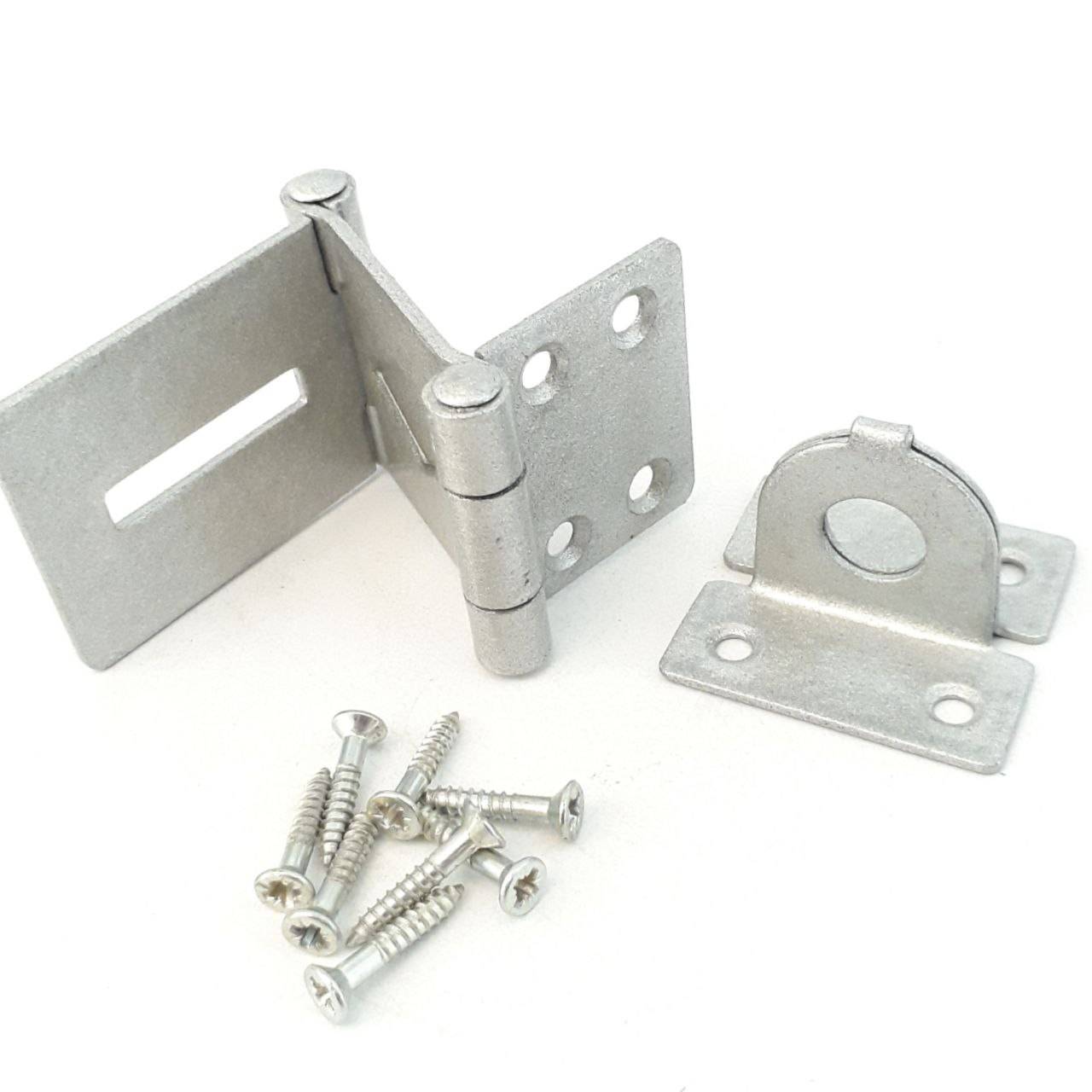 SUPER HEAVY DUTY SOLID STEEL HASP & FOLDABLE STAPLE DOOR LATCH HINGES