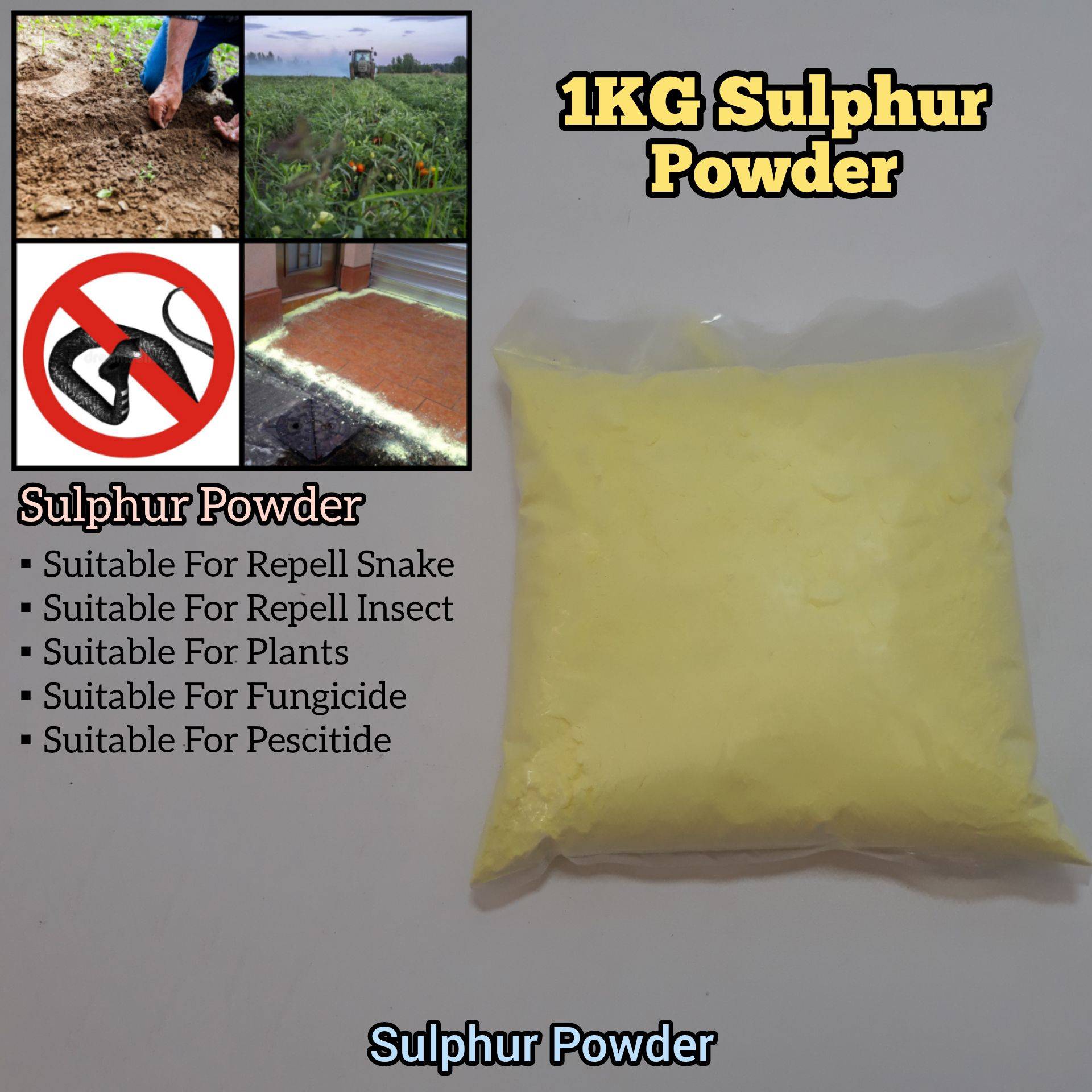SULPHUR POWDER 1KG FOR SNAKE, INSECT, FUNGICIDE AND PESTICIDE FOR