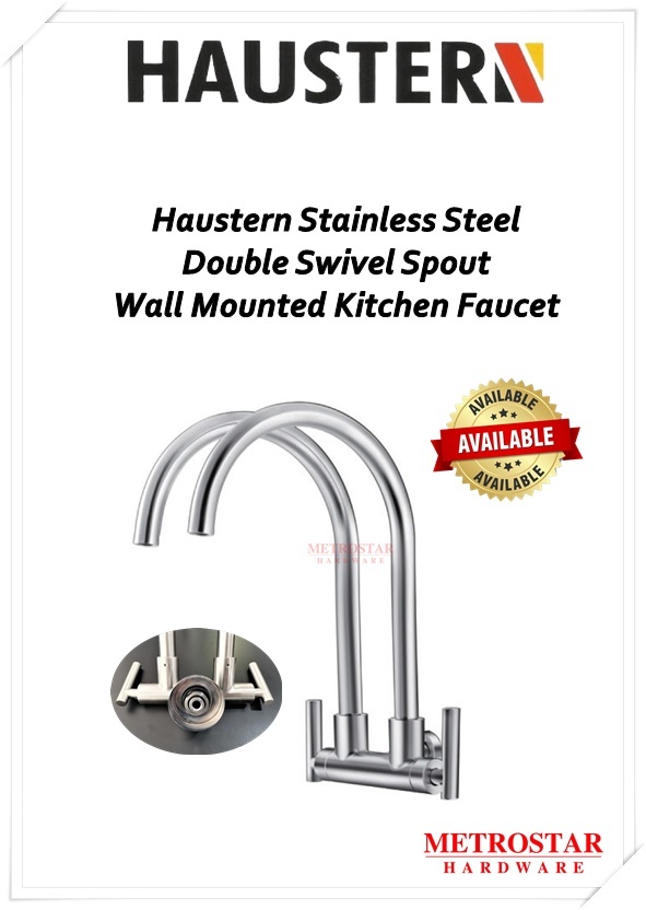 Haustern Stainless Steel Wall Mounted Kitchen Faucet With 