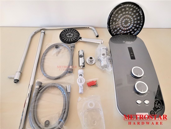 Rubine Rain Shower Water Heater SSE Series DC Pump (Silver Titanium)
