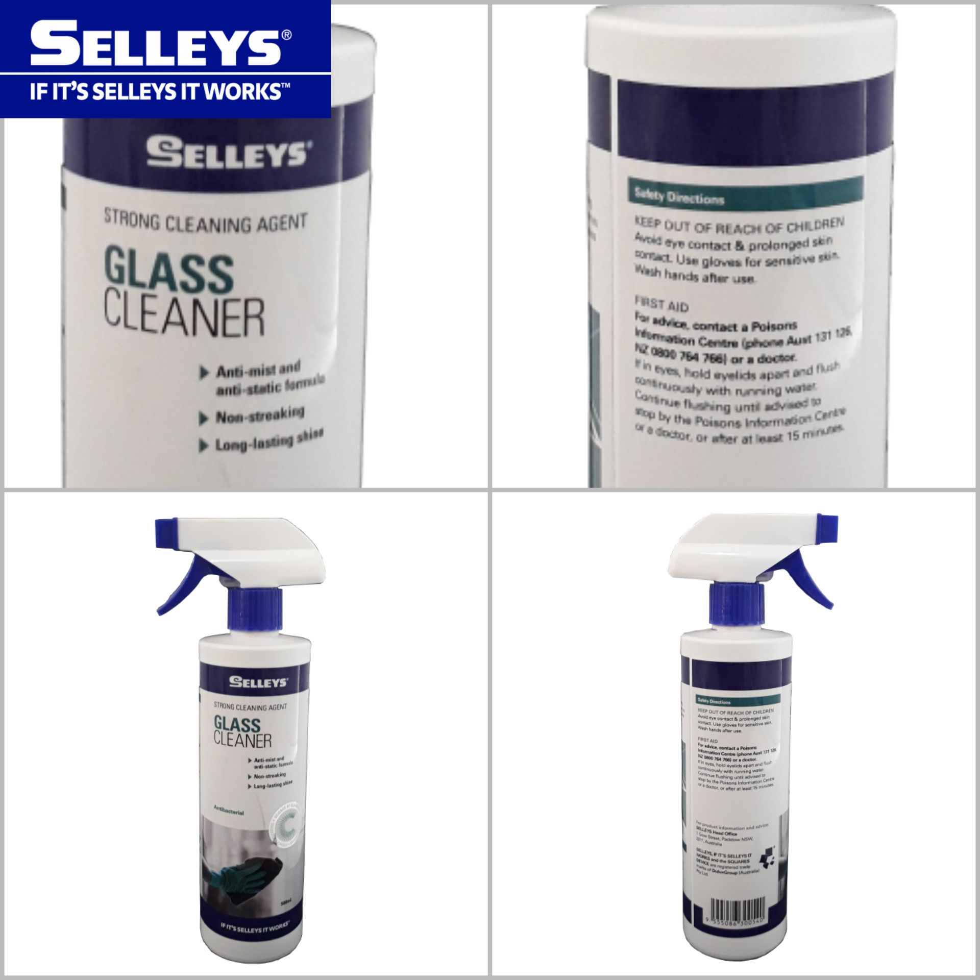 SELLEYS GLASS CLEANER 500ML FOR CLEANING GLASS, MIRRORS AND ALUMINIUM