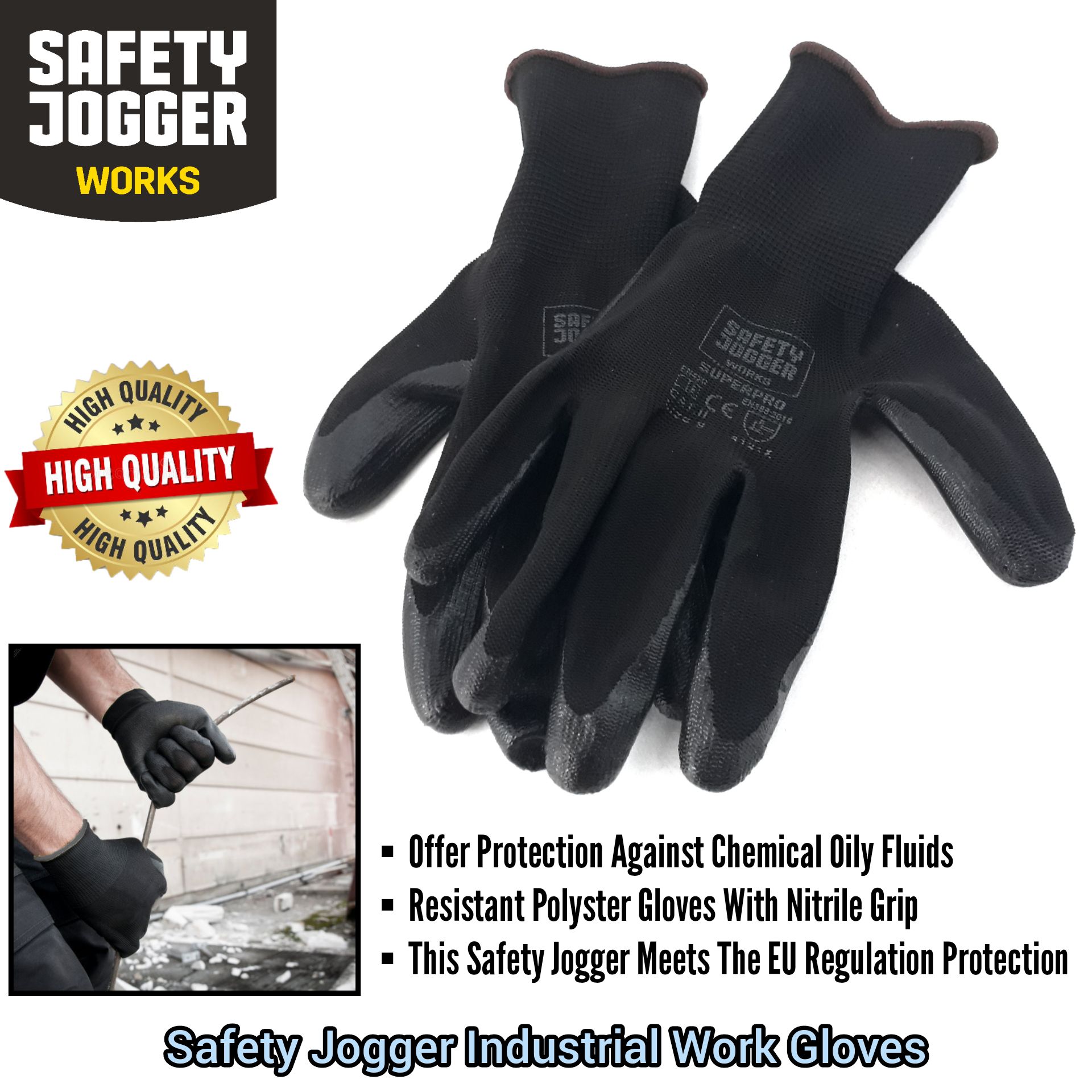 SAFETY JOGGER INDUSTRIAL WORK POLYESTER GLOVES FOR INDUSTRIAL MACHINERY