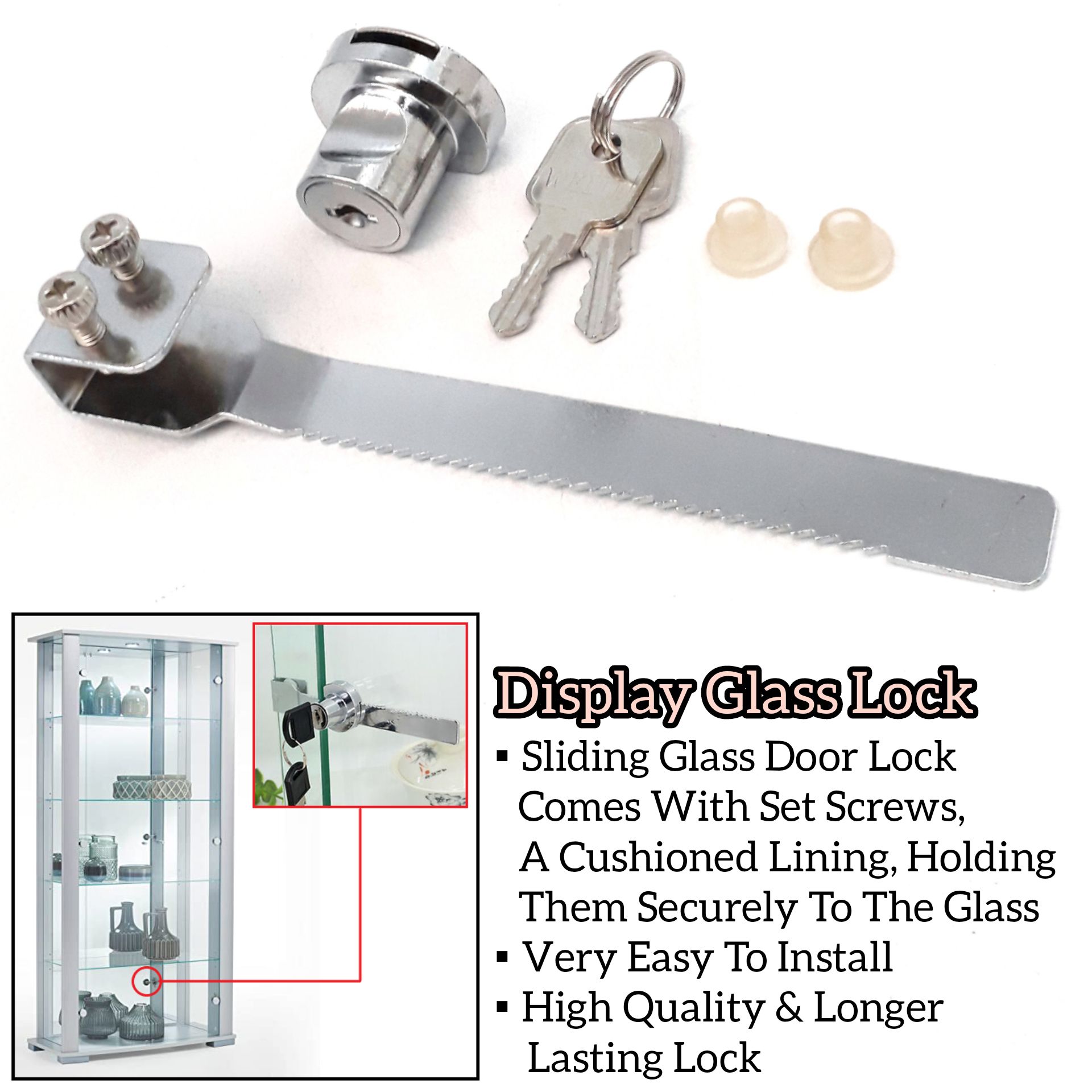 GLASS LOCK SHOWCASE DISPLAY CASE SLIDING GLASS PUSH DOOR LOCKS