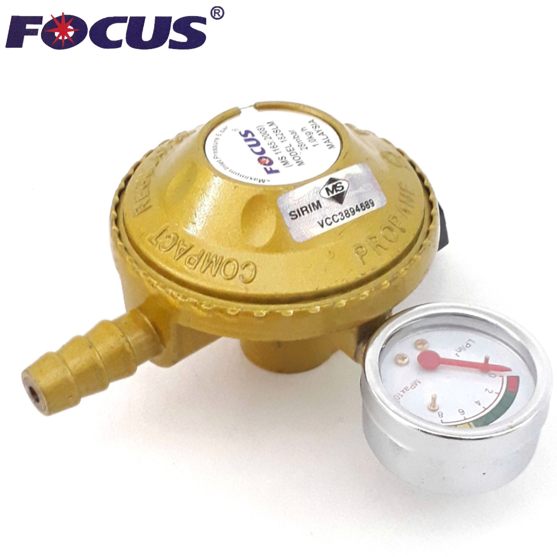 FOCUS LOW PRESSURE GAS REGULATOR WITH PRESSURE GAUGE INDICATOR