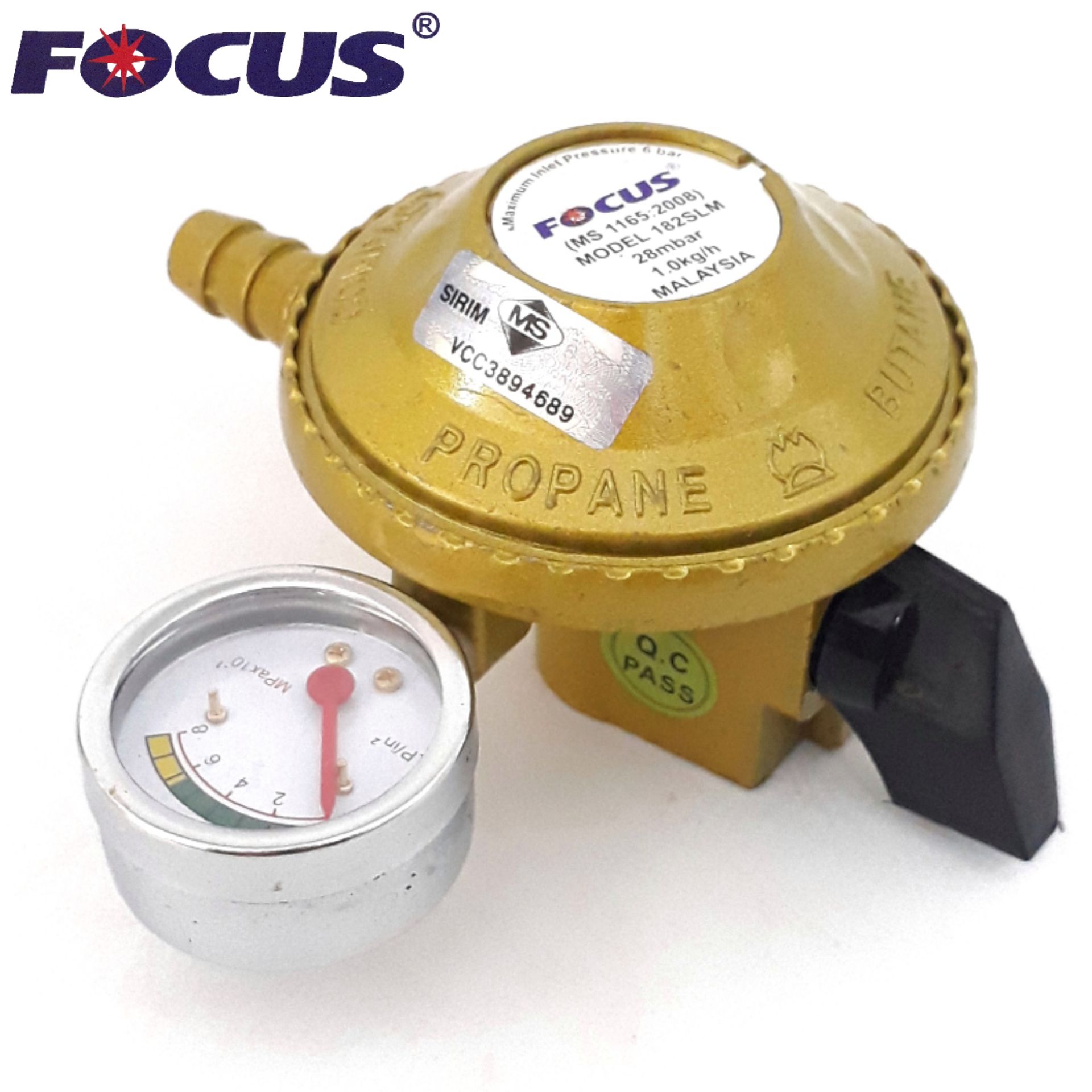 FOCUS LOW PRESSURE GAS REGULATOR WITH PRESSURE GAUGE INDICATOR