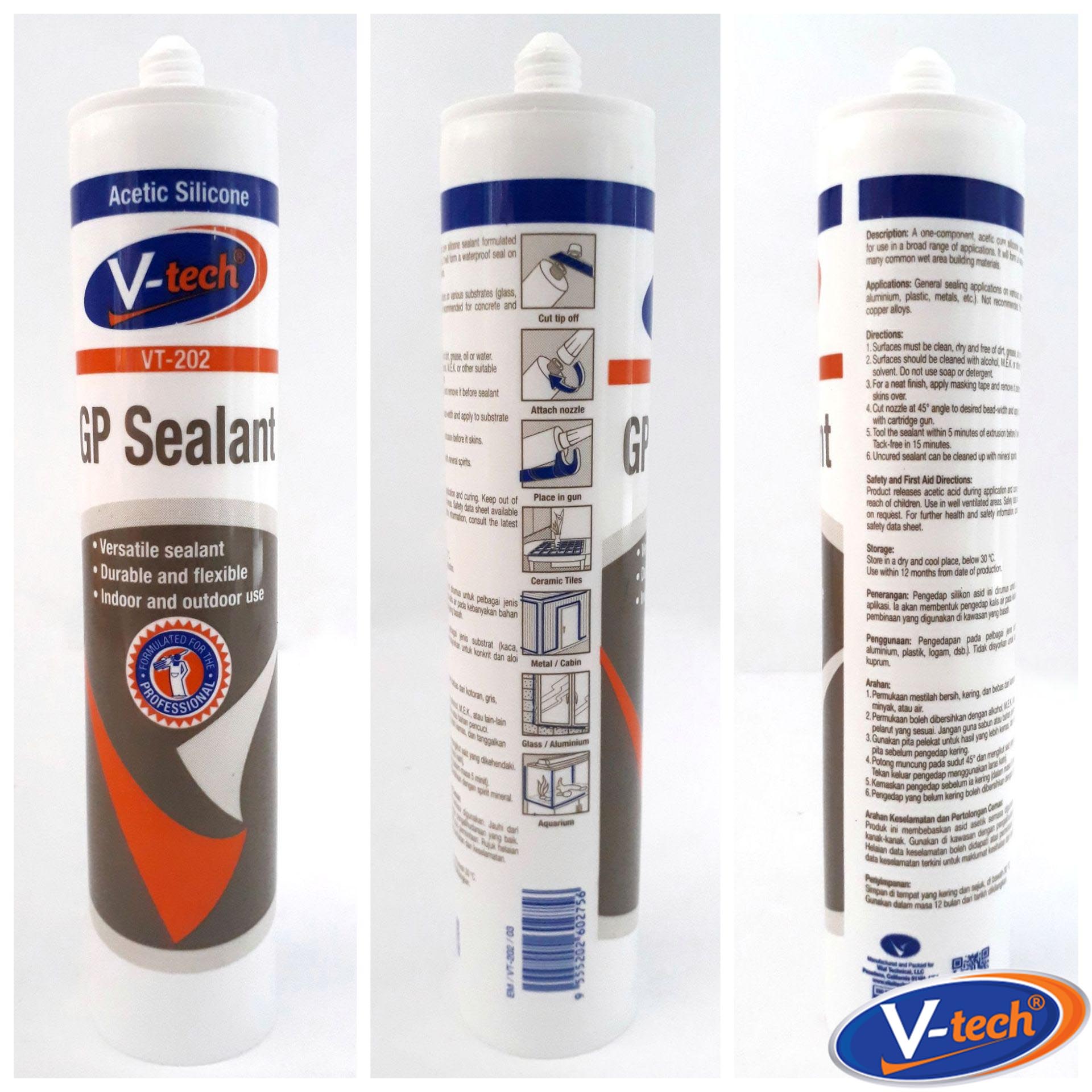 VTECH SILICONE SEALANT BLACK, WHITE, CLEAR FOR AQUARIUM, BASIN BATHROOM
