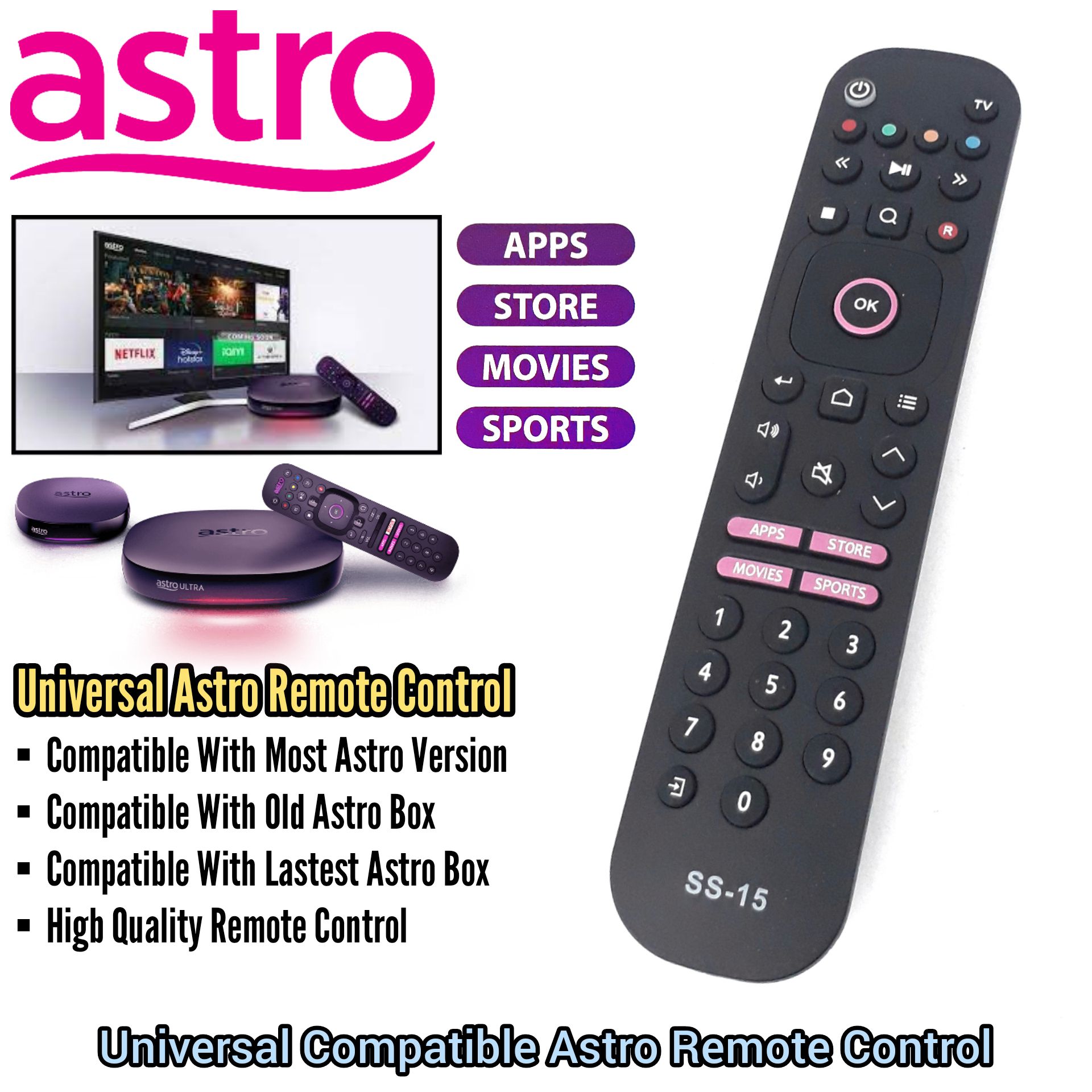 UNIVERSAL COMPATIBLE ASTRO ULTRA BOX REMOTE CONTROL